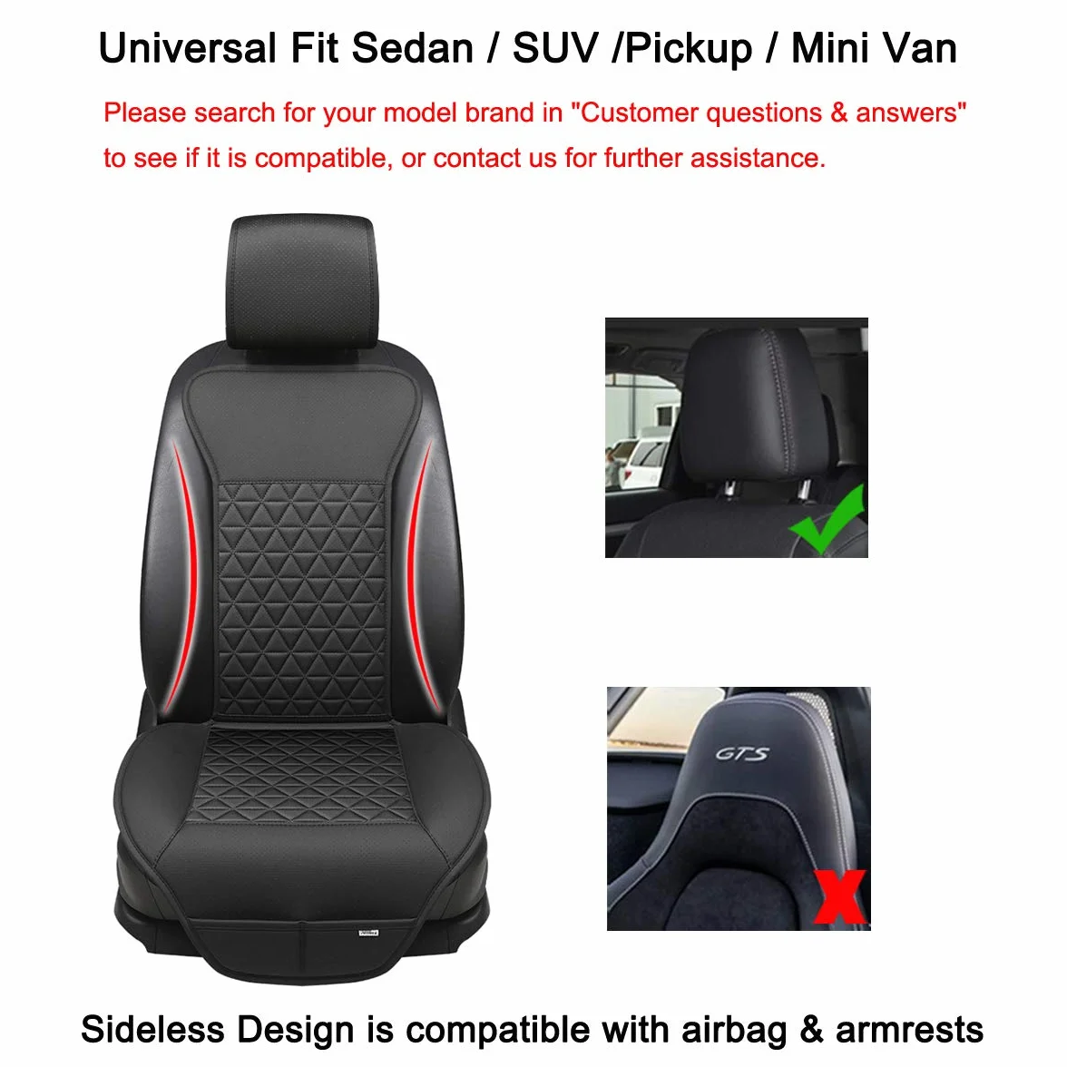 Black Panther 1 Para Luksusowe Pokrowce na Przednie Siedzenia Samochodowe z PU Skóry, Kompatybilne z 95% Samochodów (Sedan/SUV/Pickup/Van) - Czarny