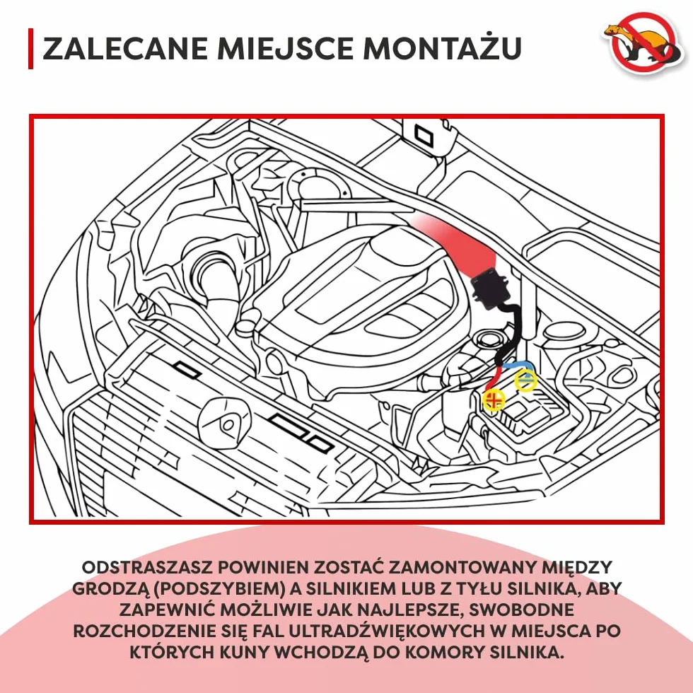 Ultradźwiękowy odstraszacz gryzoni do samochodu | Mega cichy | Wysoka skuteczność | Pojedynczy | Odstrasza kuny i szczury | Do samochodów osobowych