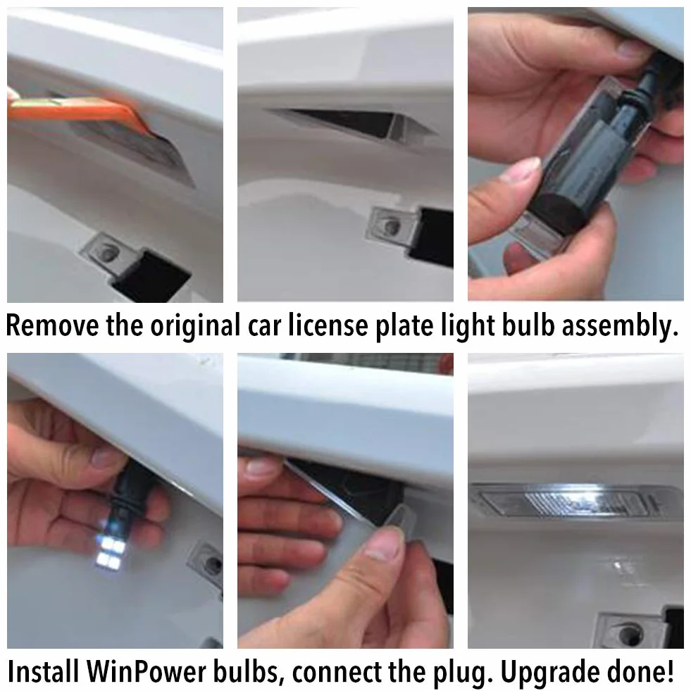 WinPower LED Oświetlenie tablicy rejestracyjnej 3 SMD Oświetlenie tablicy rejestracyjnej Led 6000K Xenon Biały z Canbus Error Free Kompatybilny z Benz Mercedes W203 5D W211 R171 W219,2 sztuk