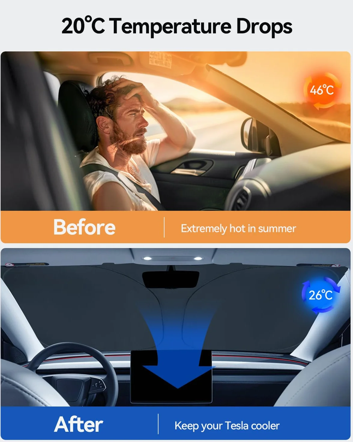 Samochodowa ochrona przeciwsłoneczna 8 sztuk do Tesla Model Y 2025-2026 Juniper Design do przedniej szyby tylnej szyby bocznej, kompletny zestaw, na kemping, prywatność, ochrona przed