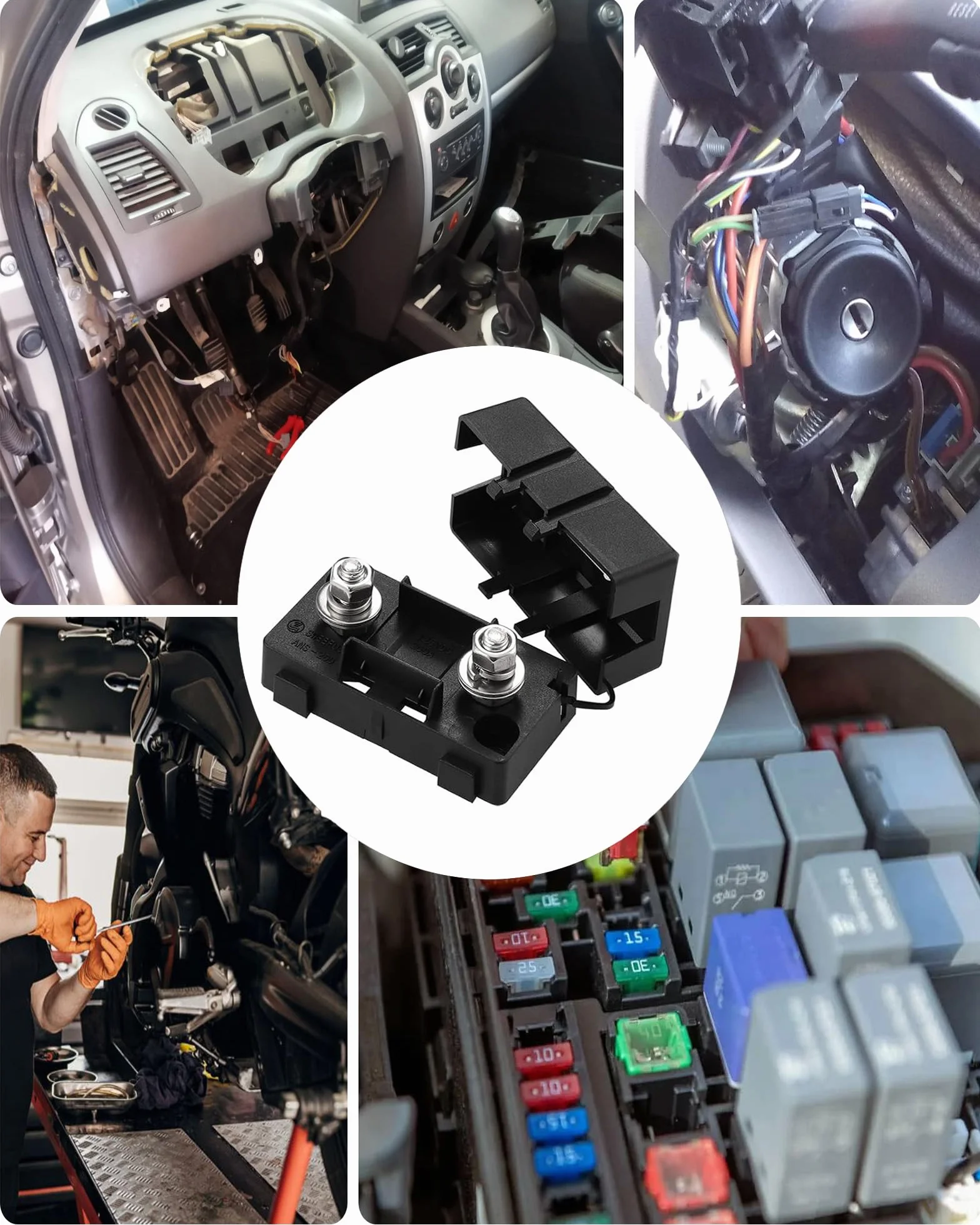 6 sztuk samochodowych uchwytów bezpiecznikowych Midi: samochodowy uchwyt bezpiecznikowy z 40 A 50 A 60 A Mega bezpiecznik ANS bezpiecznik wysokiego prądu do samochodów osobowych, ciężarowych, pojazdów