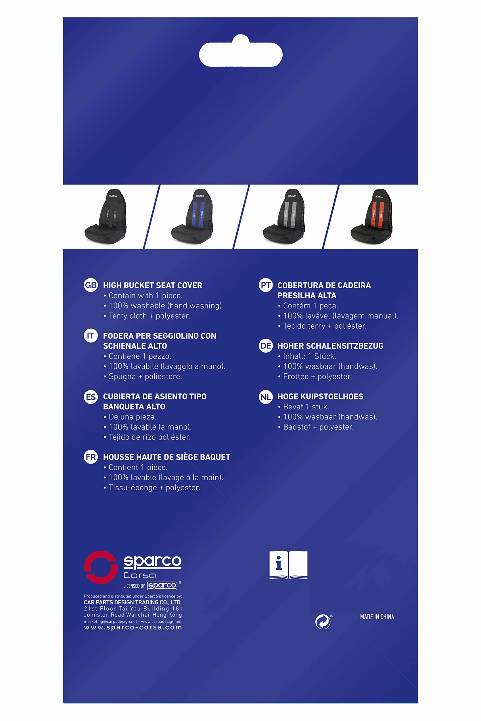 SPARCO SPC1020RS pokrowce na pojedyncze siedzenia podszewka, czerwona