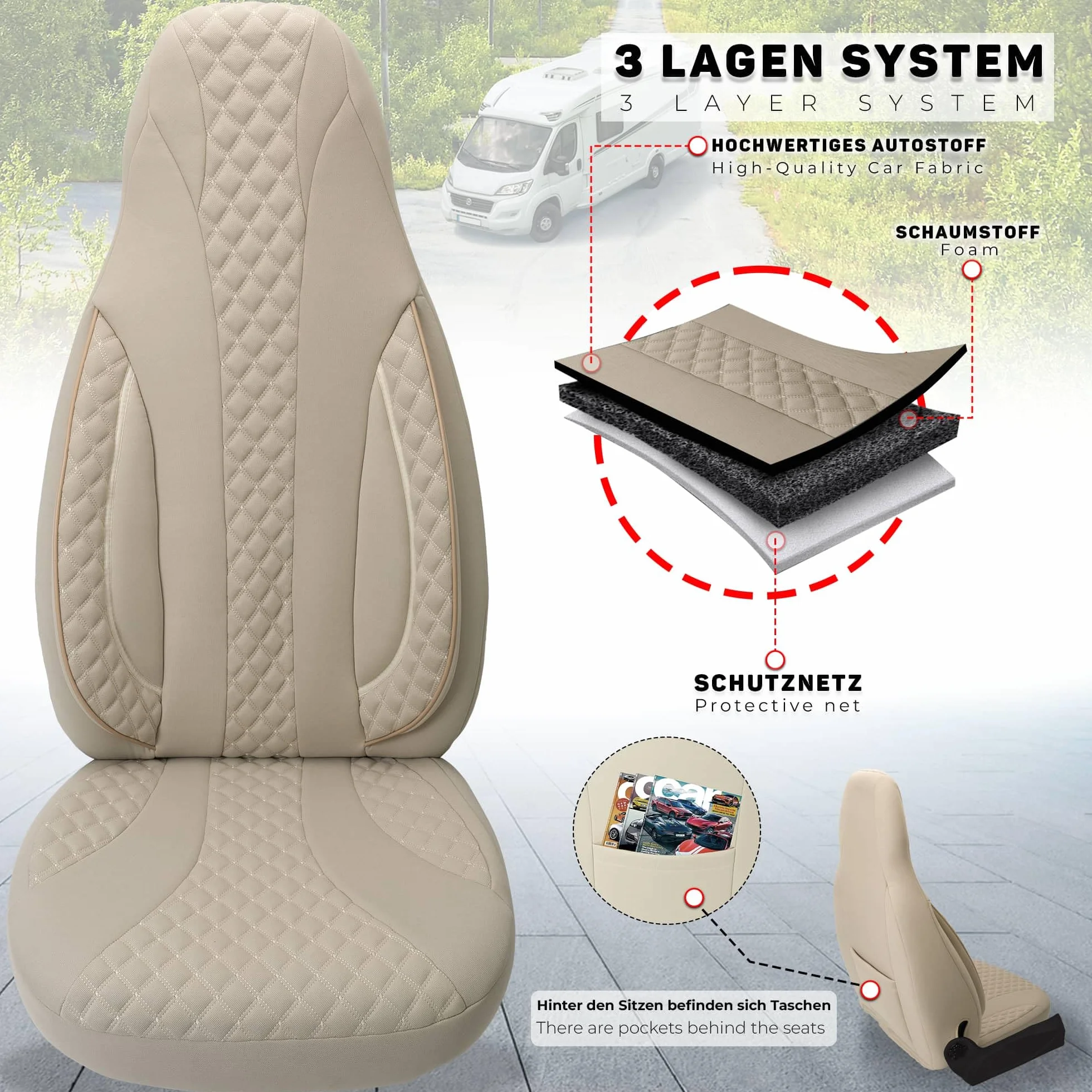 BREMER SITZBEZÜGE Pokrowce na samochód kempingowy Fiat Ducato 250 Cruiser Line 640 WPL405
