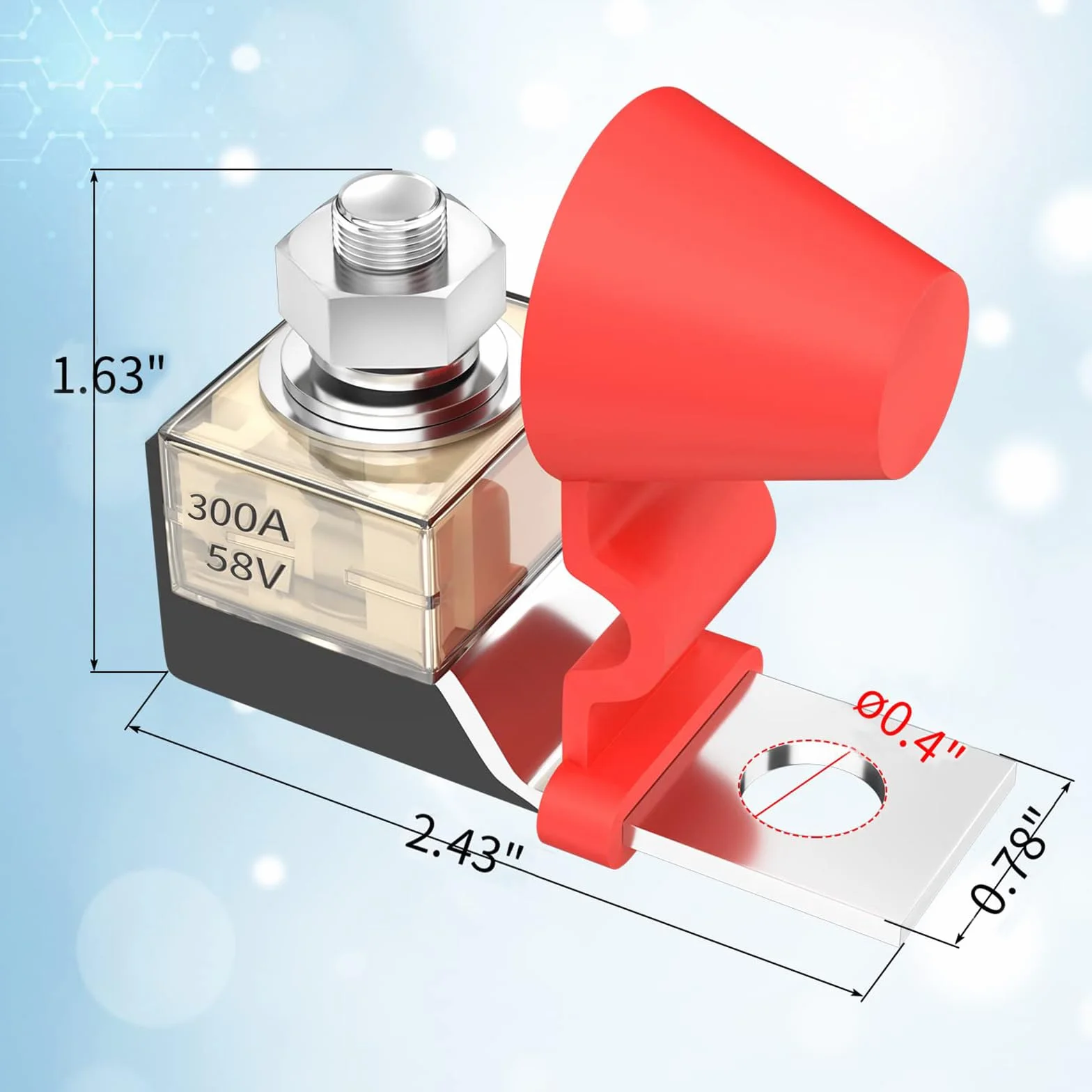 MACHSWON 300 A 58 V Terminal Mount Fuse Block Kit with Single Stud 5/16" (M8) Marine Rated Battery Fuse and Waterproof Cap do samochodów, New Energy Trams, RVs, ciężarówek, łodzi i innych głównych