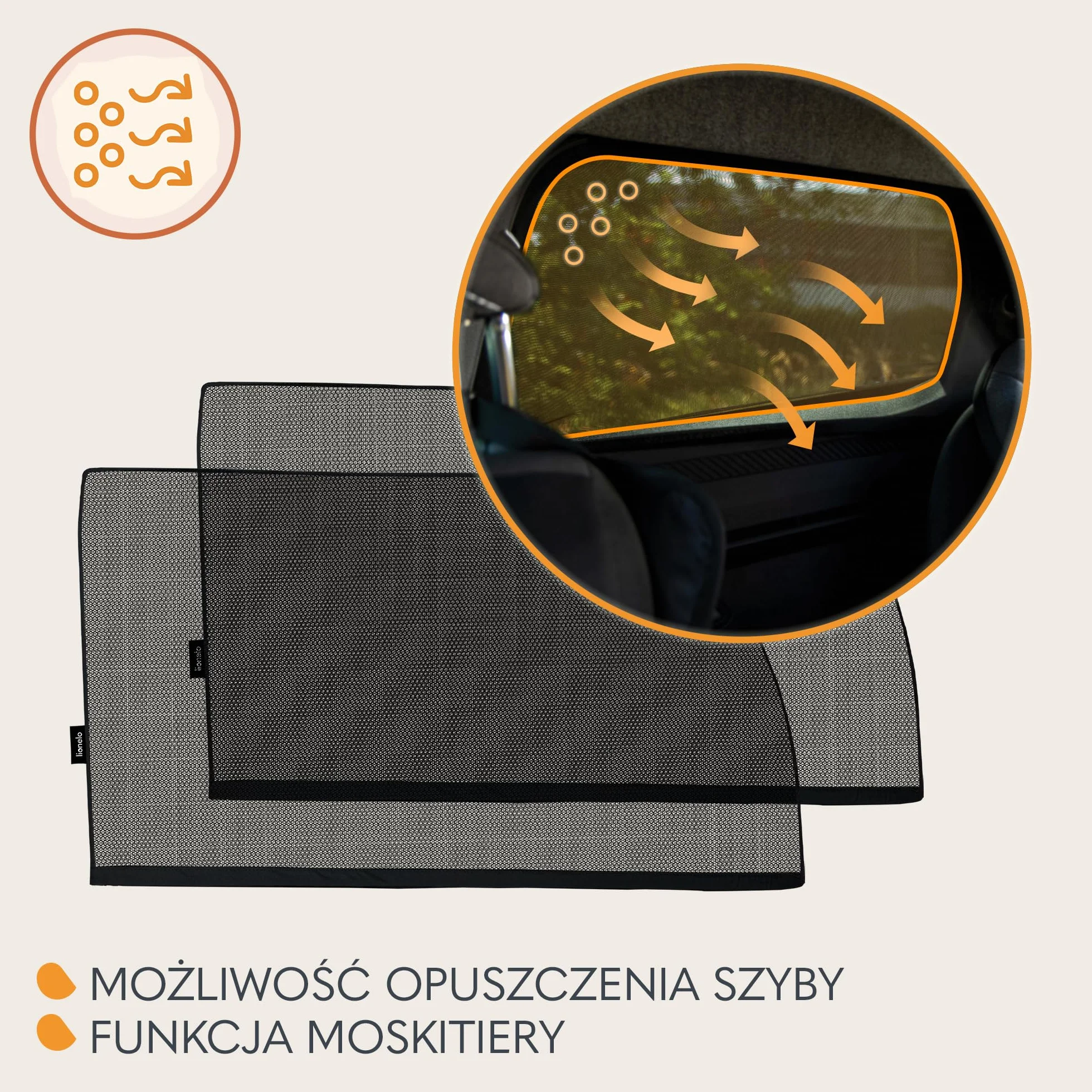 LIONELO SUNBLOCKER Uniwersalna Samochodowa Przeciwsłoneczna Osłona na Szyby dla Dzieci 2 Sztuki Ochrona UVA i UVB Przed Słońcem i Przed Nagrzaniem Samochodu Łatwy Montaż Moskitiera