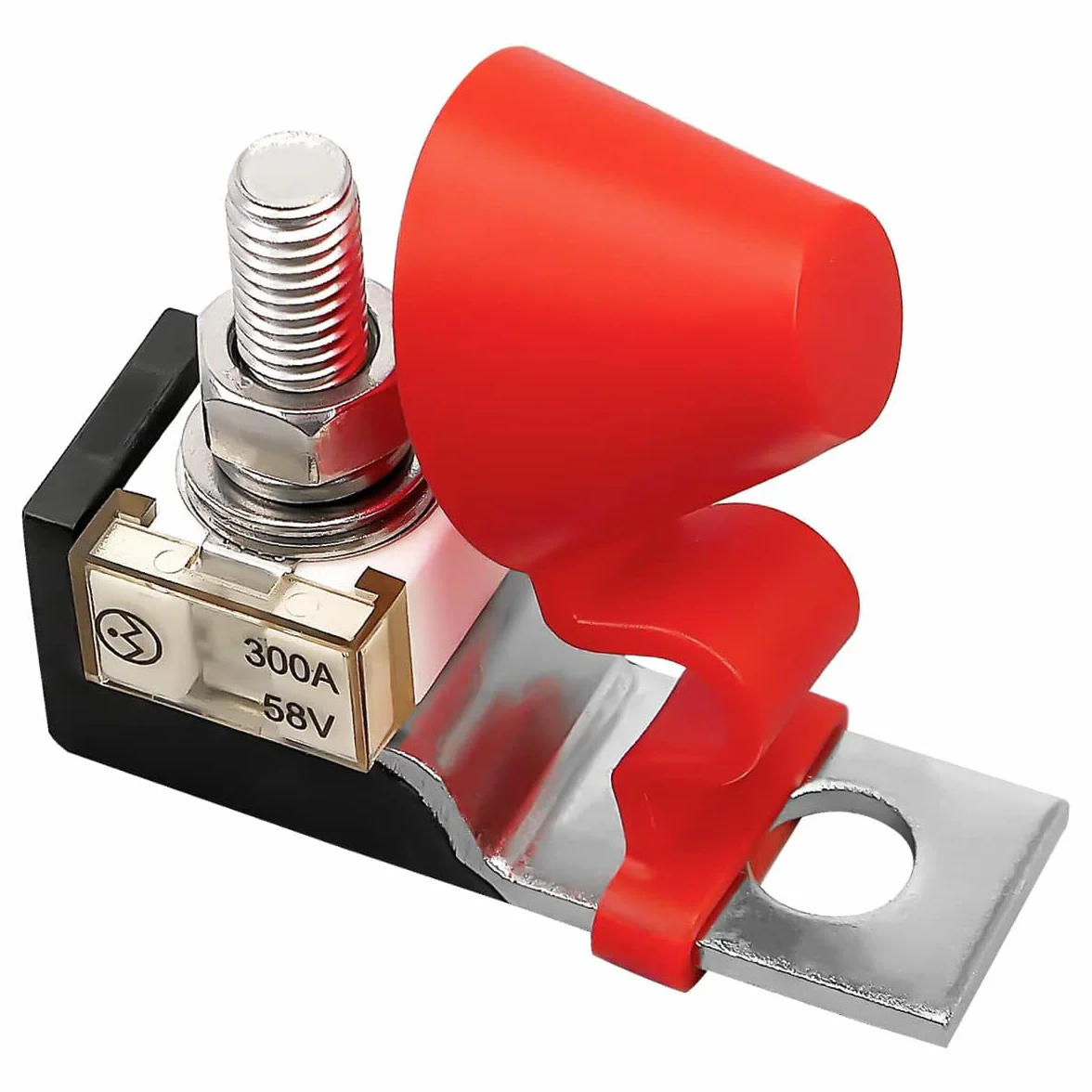MACHSWON 300 A 58 V Terminal Mount Fuse Block Kit with Single Stud 5/16" (M8) Marine Rated Battery Fuse and Waterproof Cap do samochodów, New Energy Trams, RVs, ciężarówek, łodzi i innych głównych