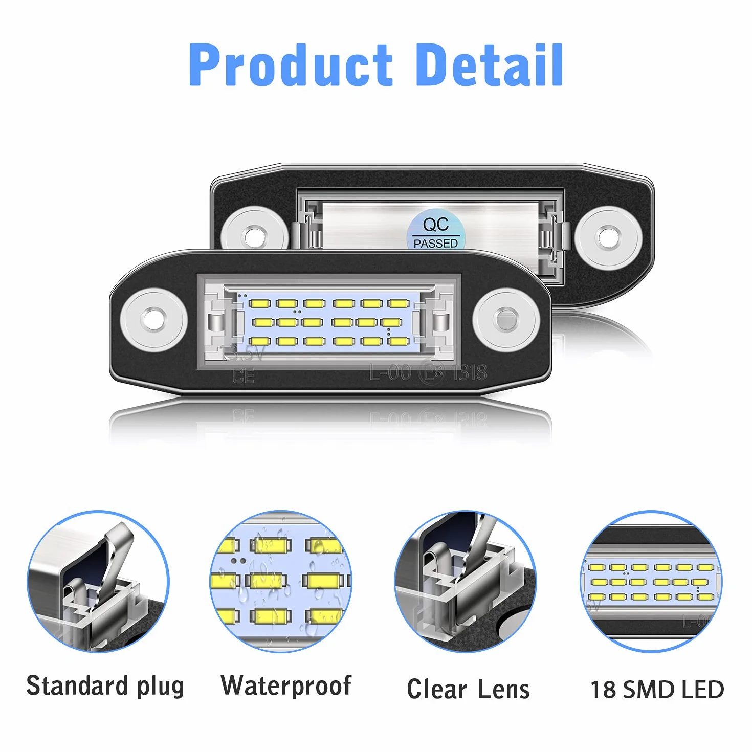TECTICO Żarówki LED do tylnej tablicy rejestracyjnej SMD Błyszcząco białe światła rejestracyjne Canbus Kompatybilne z Volvo C30 C70 S40 S60 S80 V50 V60 V70 XC60 XC70 XC90, 2 żarówki