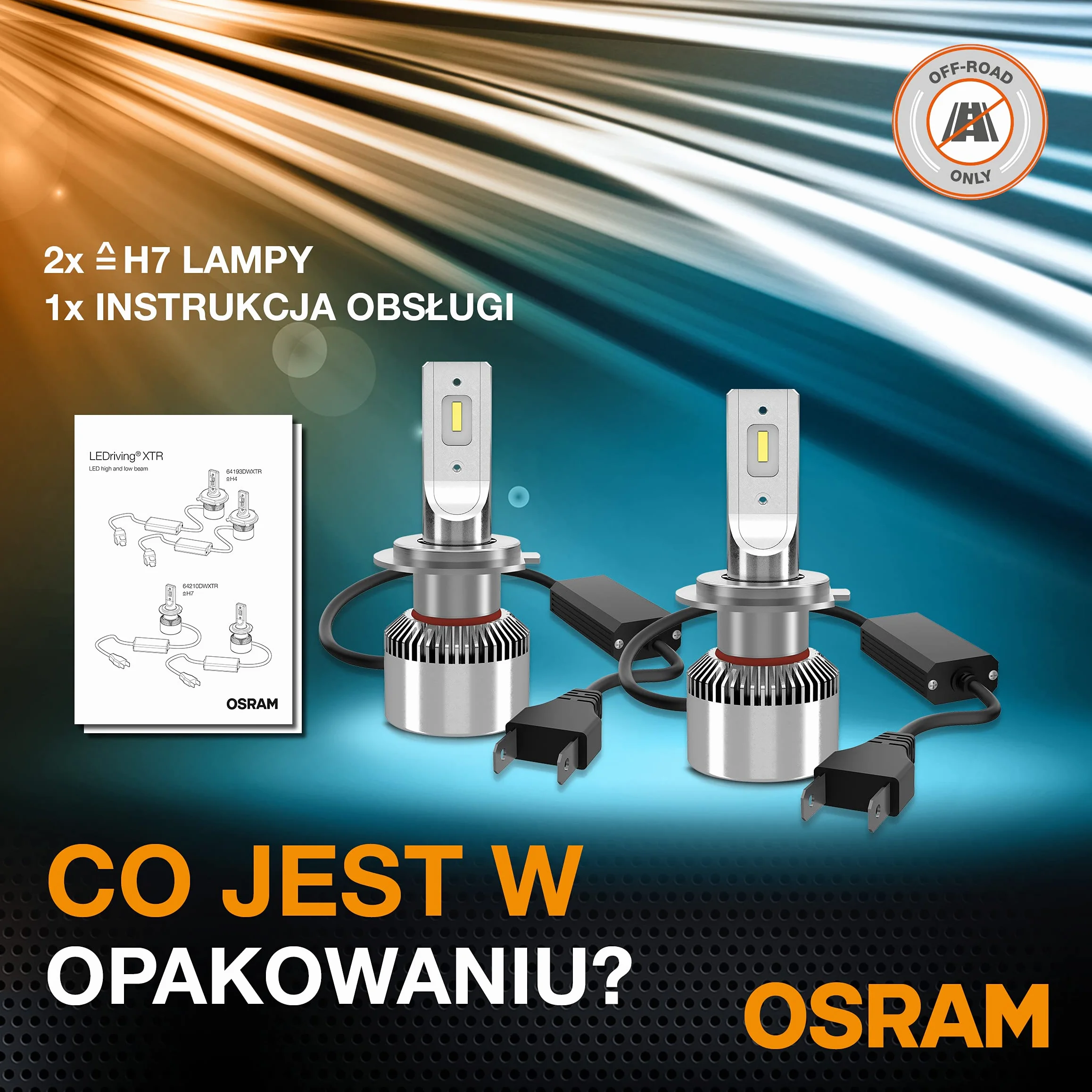OSRAM LEDriving XTR, reflektory LED ≜H7 LED, zimne białe światło LED, tylko w terenie, 64210DWXTR, składane pudełko kartonowe (2 lampy)