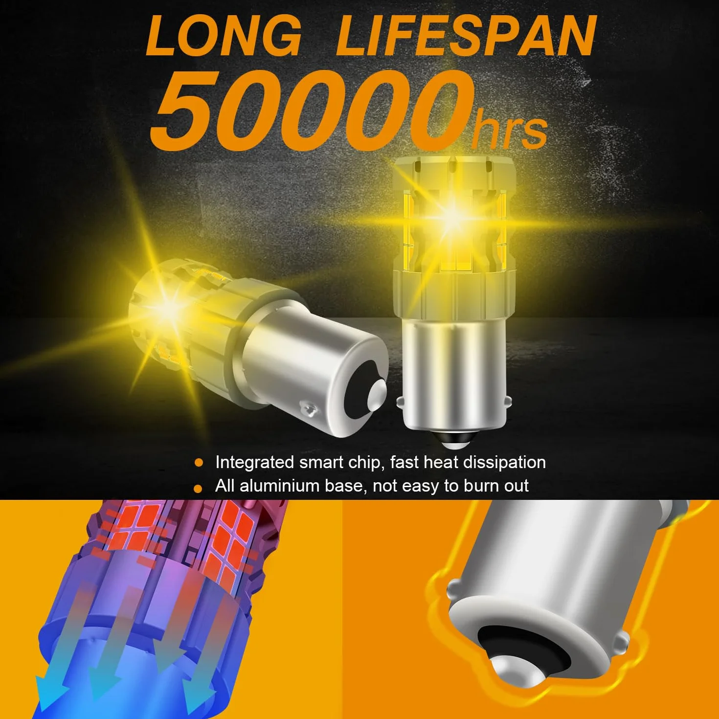 2 szt. 1156 LED Bursztynowa żarówka CANBUS wolny błąd Anti Hyper Flash 7506 BA15S P21W wymiana super jasnej żarówki 30-SMD 25W 4000LM