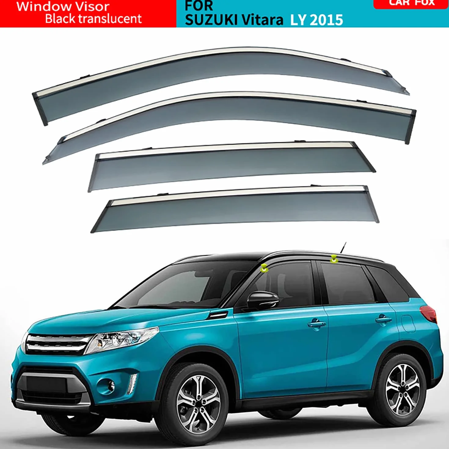 4 szt. Samochodowe owiewki do Suzuki Vitara MK4-LY 2015-2021, boczne szyby deflektory deflektorów samochodowych akcesoria
