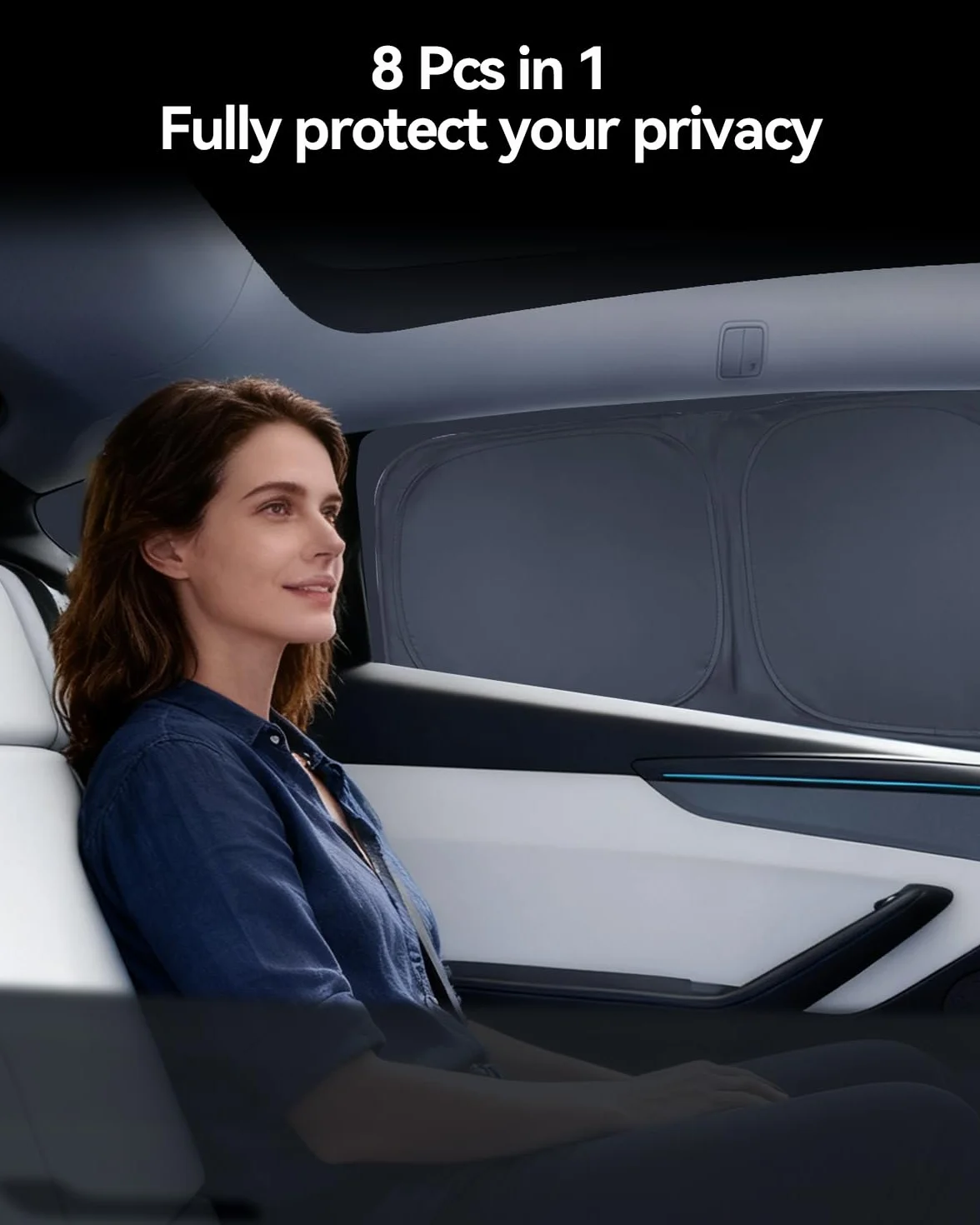 Samochodowa ochrona przeciwsłoneczna 8 sztuk do Tesla Model Y 2025-2026 Juniper Design do przedniej szyby tylnej szyby bocznej, kompletny zestaw, na kemping, prywatność, ochrona przed