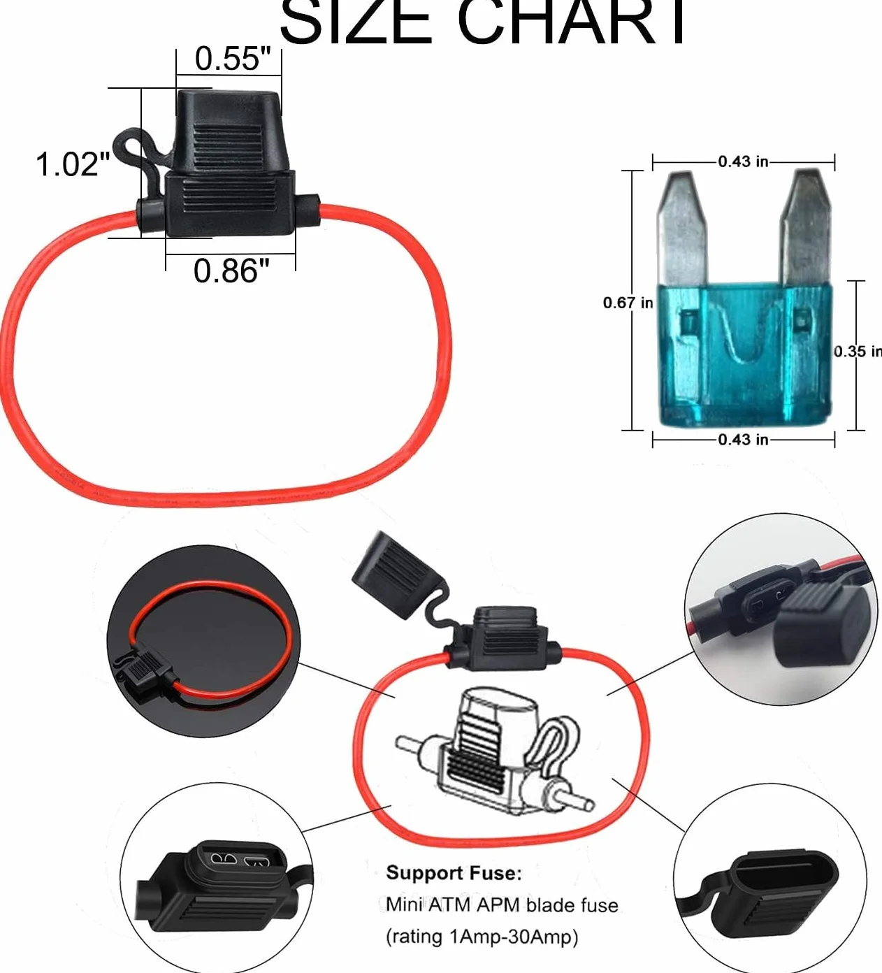RUNCCI-YUN 120 sztuk mini bezpieczników samochodowych 12 V-24 V, mały bezpiecznik ostrzowy, bezpiecznik ostrzowy 2A/3A/5A/7,5A/10A/15A/20A/25A/30A/35A+5 szt. 12 V Uchwyt bezpiecznika ostrza do