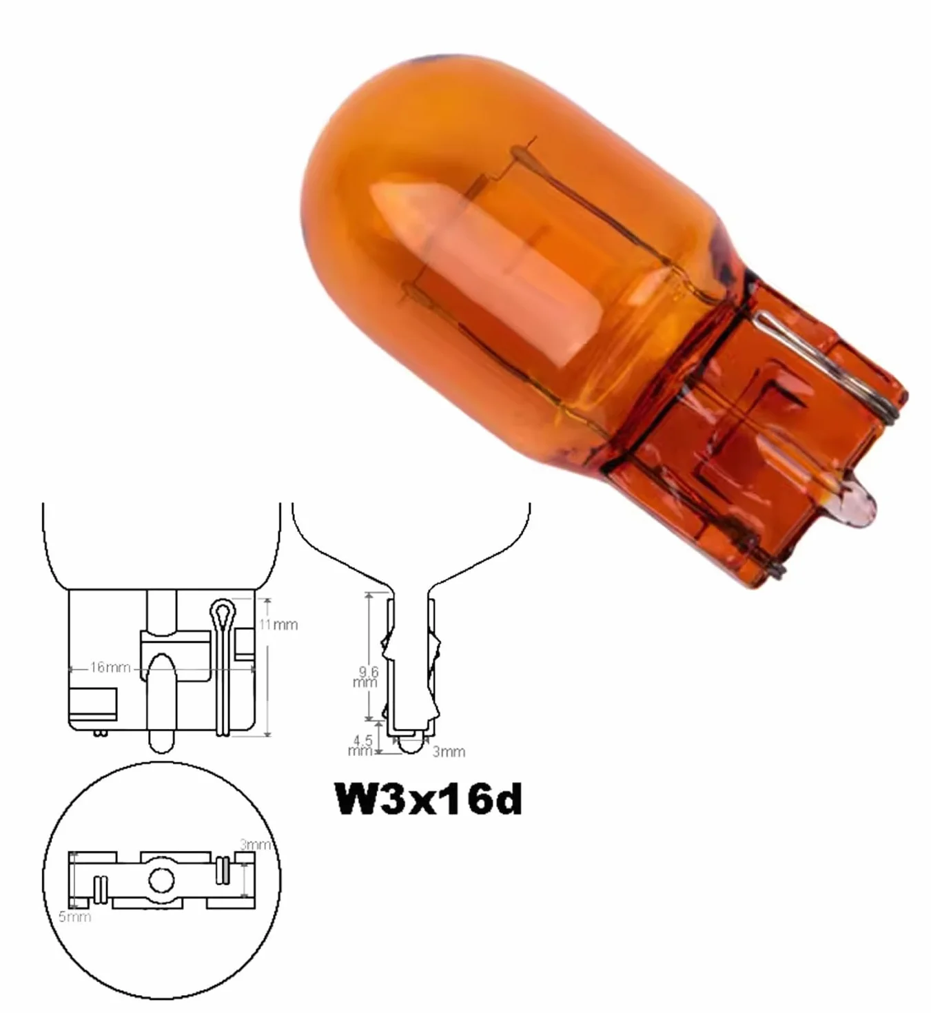 LIGHTWORLD24 10 x WY21W T20 lampka kontrolna żarówka kontrolna 12V pomarańczowo-żółta szklana podstawa lampy W3X16D lampa samochodowa 21W żarówka żarówka kontrolna 21 wat