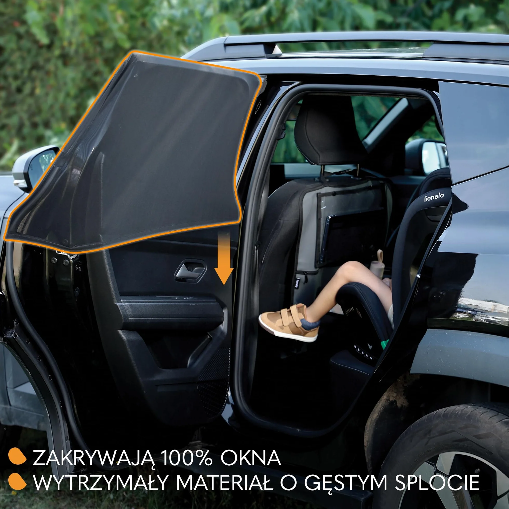 LIONELO SUNBLOCKER Uniwersalna Samochodowa Przeciwsłoneczna Osłona na Szyby dla Dzieci 2 Sztuki Ochrona UVA i UVB Przed Słońcem i Przed Nagrzaniem Samochodu Łatwy Montaż Moskitiera