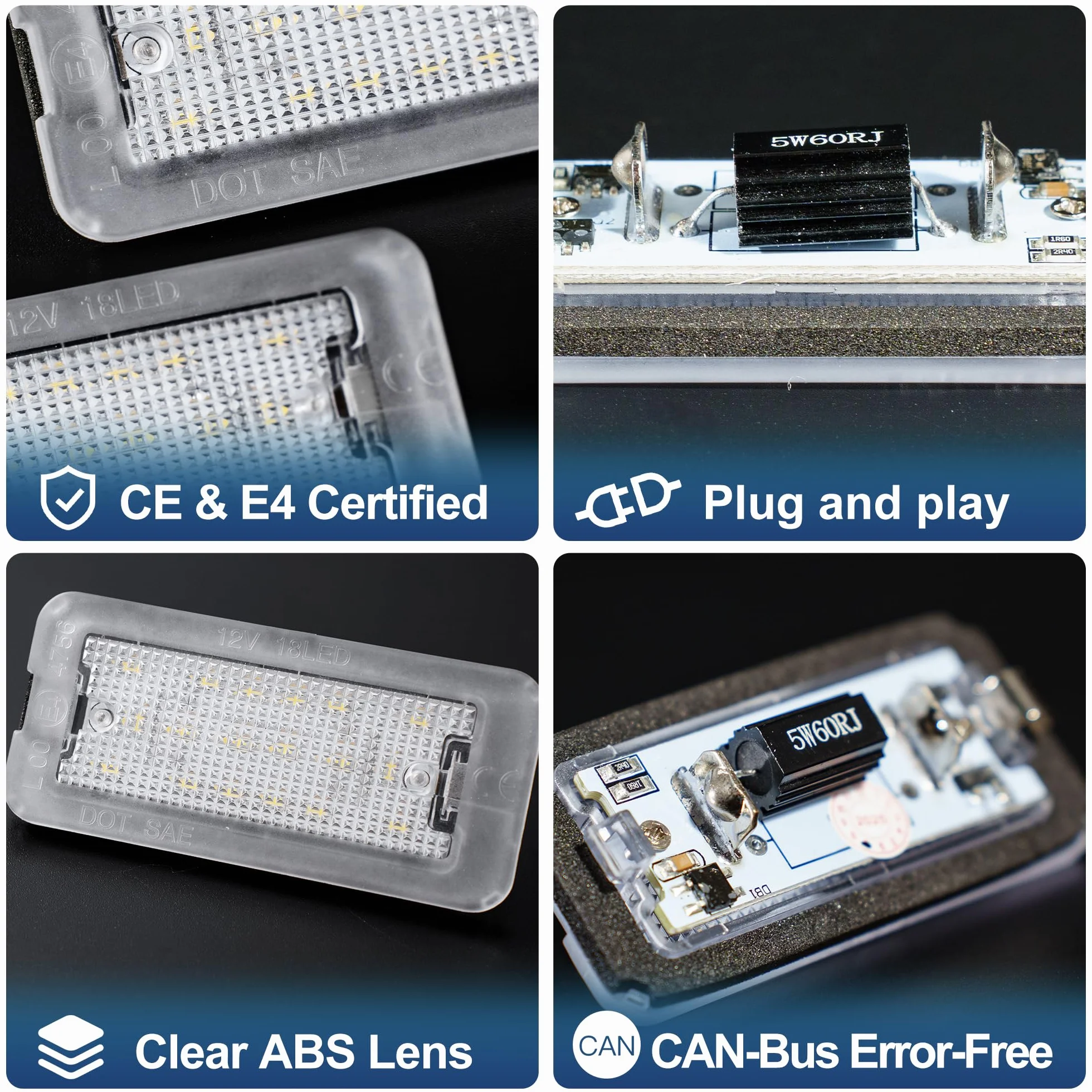 Canbus LED-oświetlenie tablic rejestracyjnych dla Jeep Grand Cherokee (WK2) Compass Patriot Dodge Viper Jasny biały 6000K 12V LED-zestawy świateł tylnych