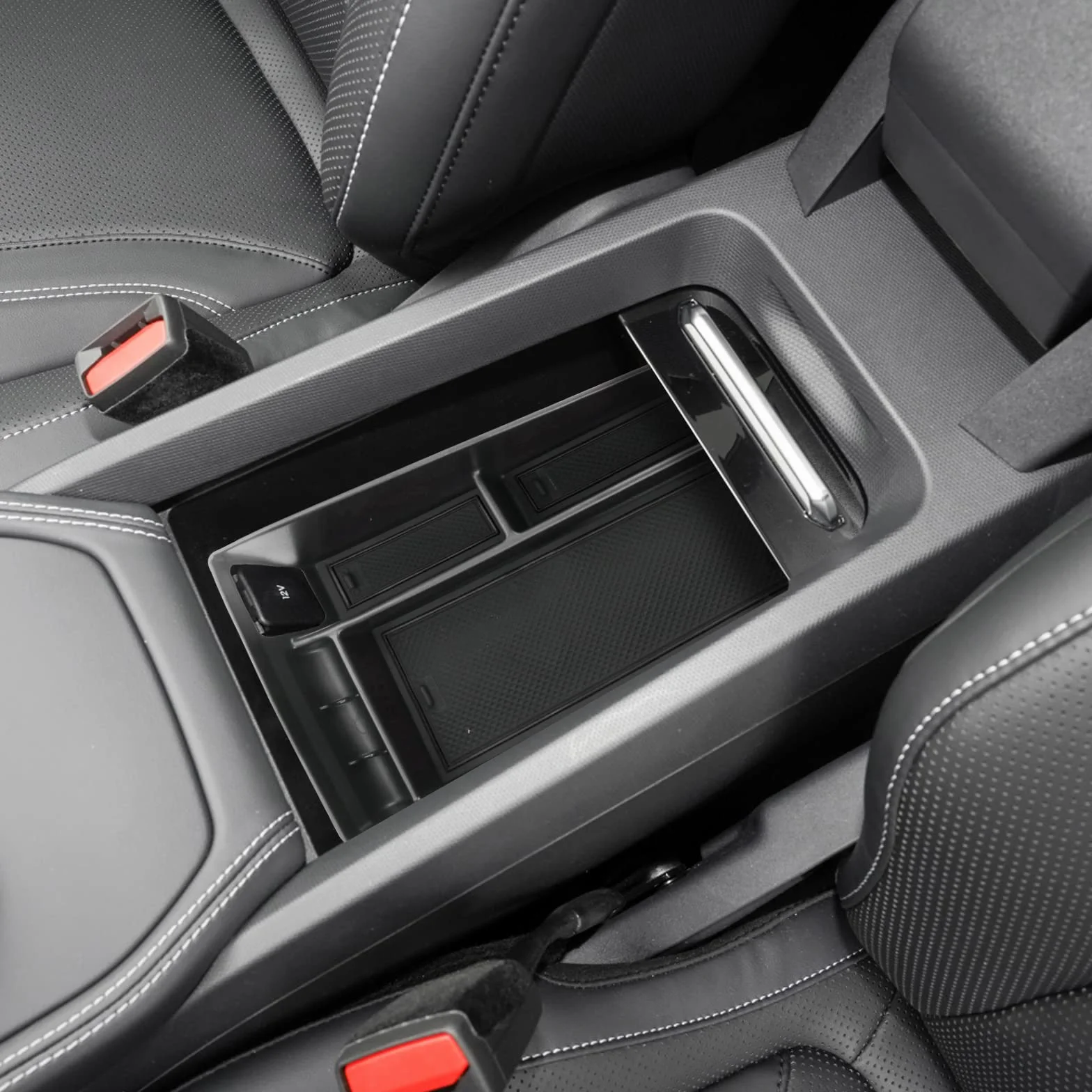 YEE PIN Pudełko do przechowywania kompatybilne z Ford Mustang Mach-E 2021-2023, organizer do konsoli środkowej, organizer na podłokietniki, akcesoria, z matą antypoślizgową (czarny)