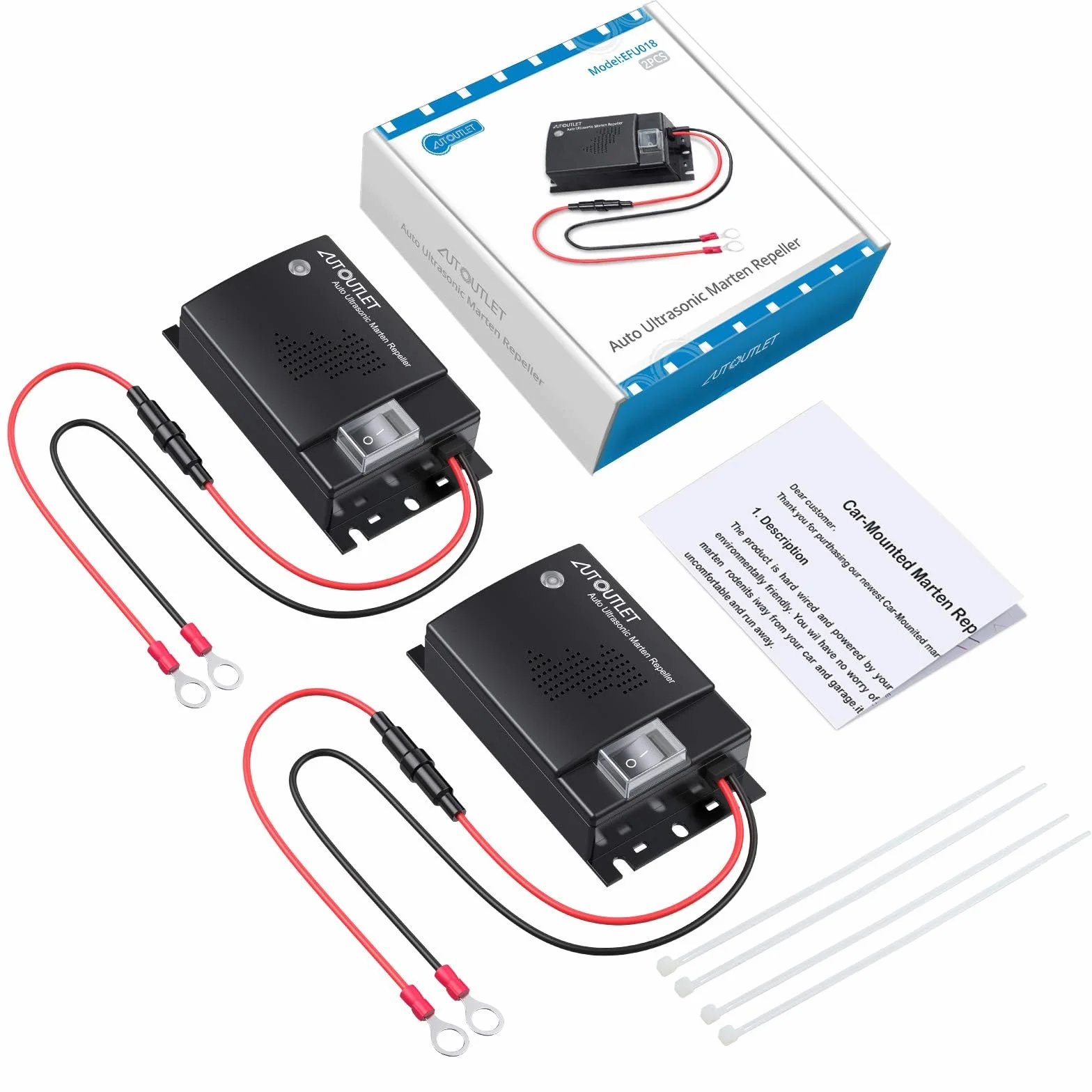 AUTOUTLET 2 szt. DC 12 V samochód ultradźwiękowy odstraszacz myszy miernik szczur gryzonie szkodniki odstraszacz zwierzęta pozbądź się szczurów myszy gryzonie wiewiórka kuna