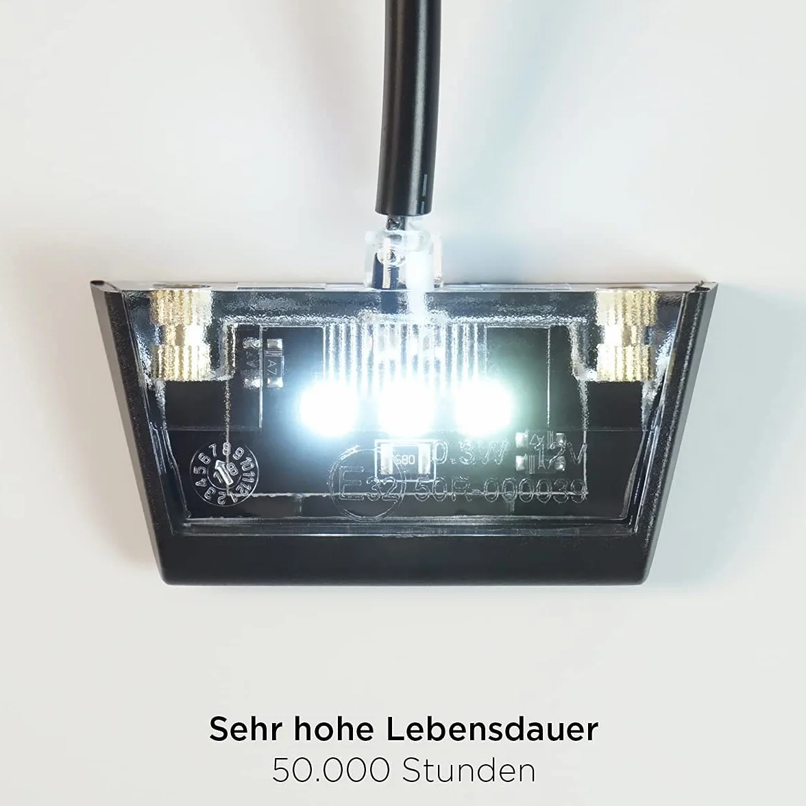 evermotor Uniwersalna mini lampa tablicy rejestracyjnej 12 V 0,3 W LED, oświetlenie tablicy rejestracyjnej, motocykl, certyfikat E, do samochodów osobowych, quadów, ATV, czarna, wodoodporna IP67