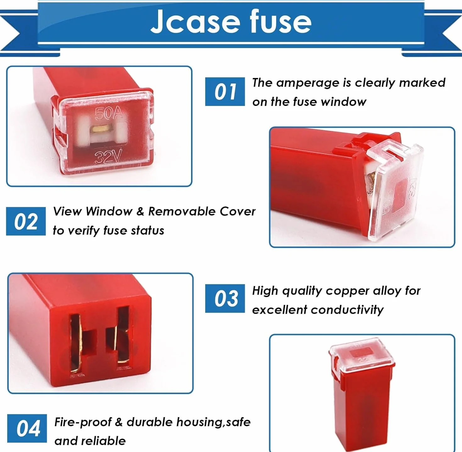 24 sztuk Jcase bezpiecznik blokowy niski i wysoki profil bezpiecznik samochodowy 20A/30A/40A/50A/60A/80A, mikro bezpieczniki samochodowe, do pickupów, samochodów osobowych i SUV-ów