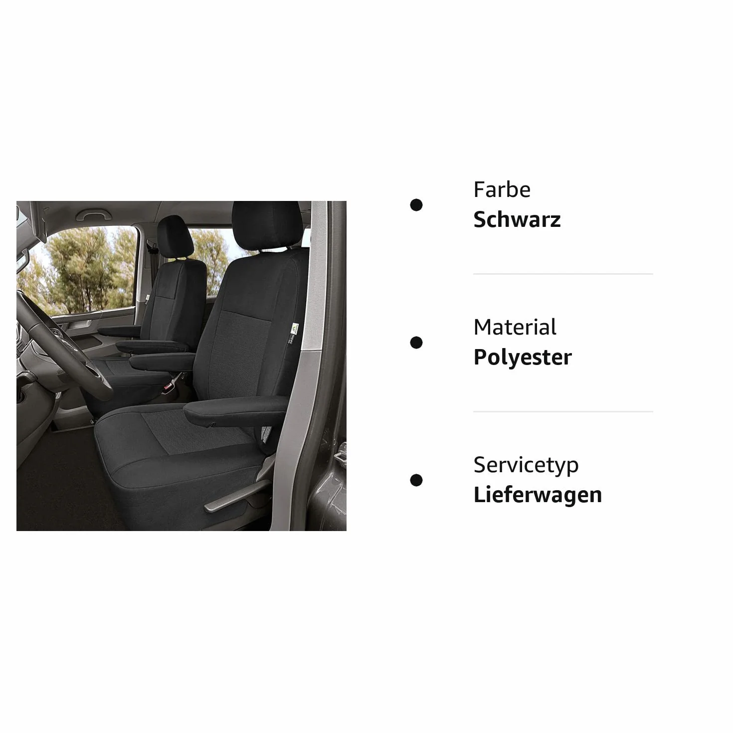 Pokrowce na fotele dopasowane na miarę Tailor Made, idealnie dostosowane do Volkswagena T5 rok prod. 2003-2015 (1+1) - 2-osobowe