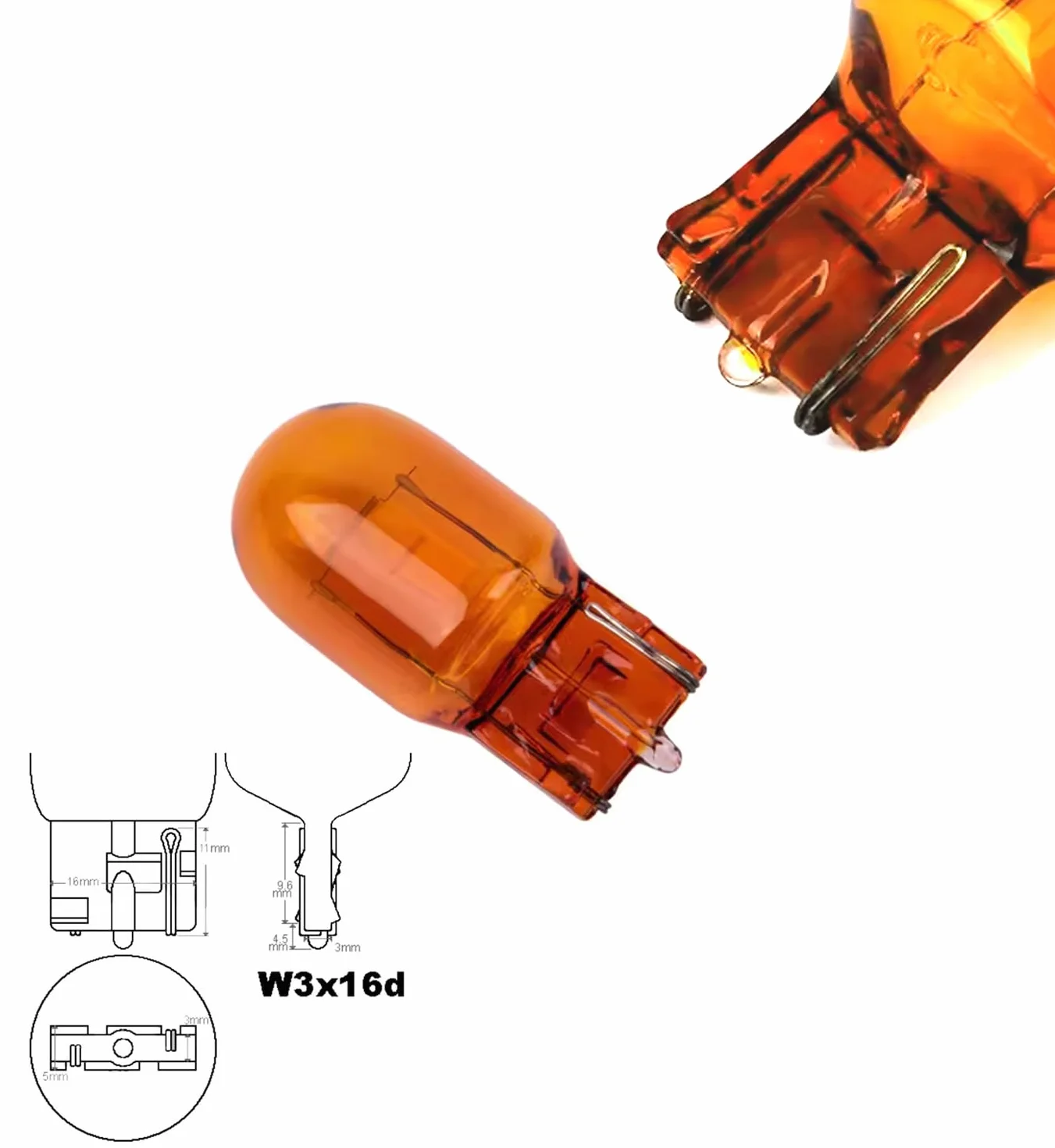 LIGHTWORLD24 10 x WY21W T20 lampka kontrolna żarówka kontrolna 12V pomarańczowo-żółta szklana podstawa lampy W3X16D lampa samochodowa 21W żarówka żarówka kontrolna 21 wat
