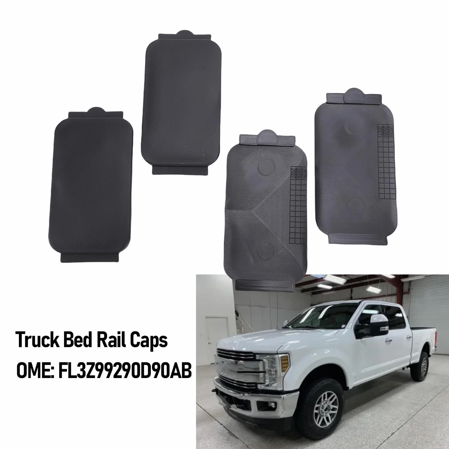 Yctze 4PCS Truck Bed Plack Cover Contain Cail Caks FL3Z99290D90AB ABS Plastikowy Wkładka do Wkładki Bedrail w Latach 2017–2024 z zamkniętą konstrukcją Anti Anti Stage