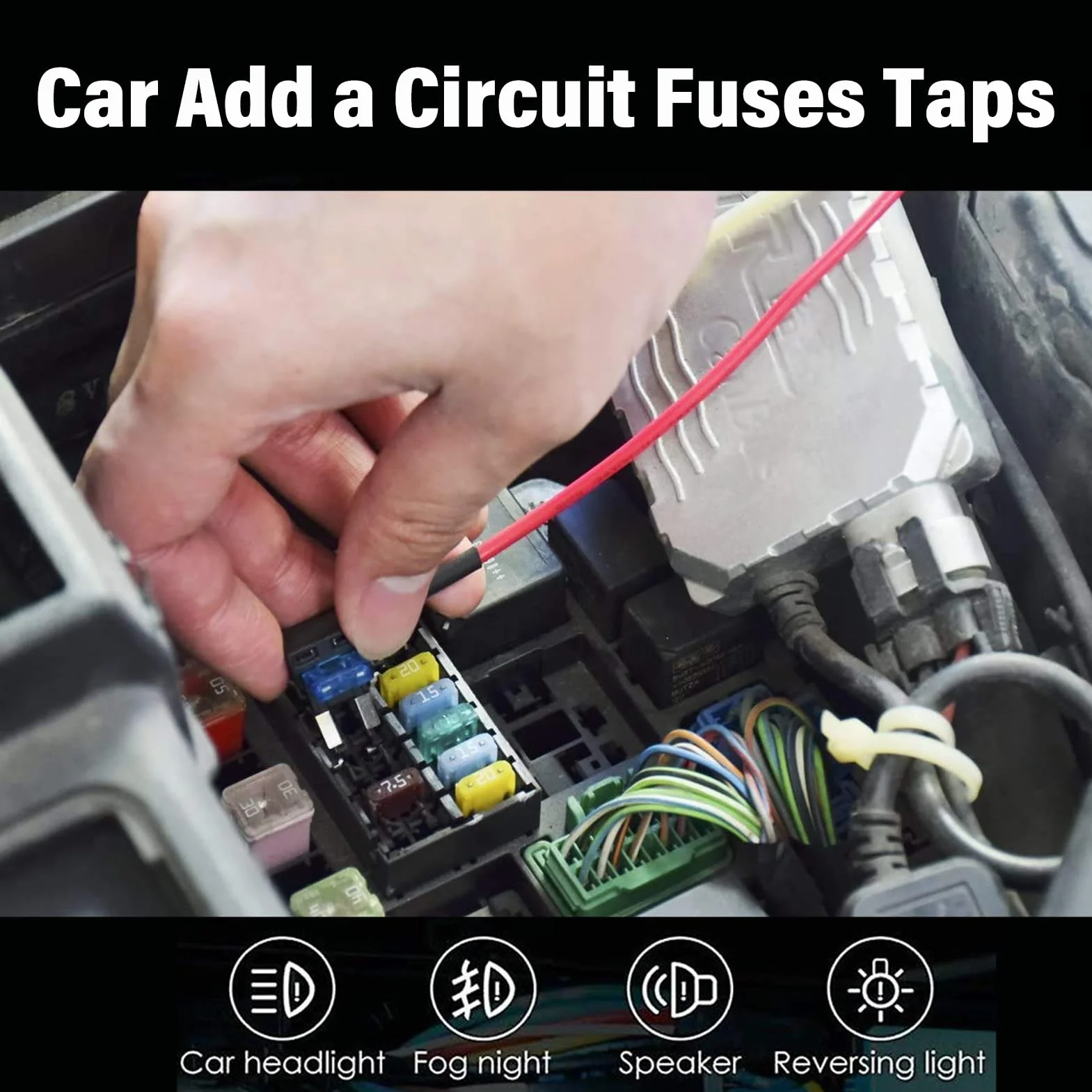 Mini Bezpiecznik Samochodowy Adapter Bezpiecznika 12V Dodaj Obwód Fuse Tap Piggy Back Uchwyt Bezpiecznika z Bezpiecznikami 5A 10A 15A 20A do Samochodów (Opakowanie 8 sztuk)