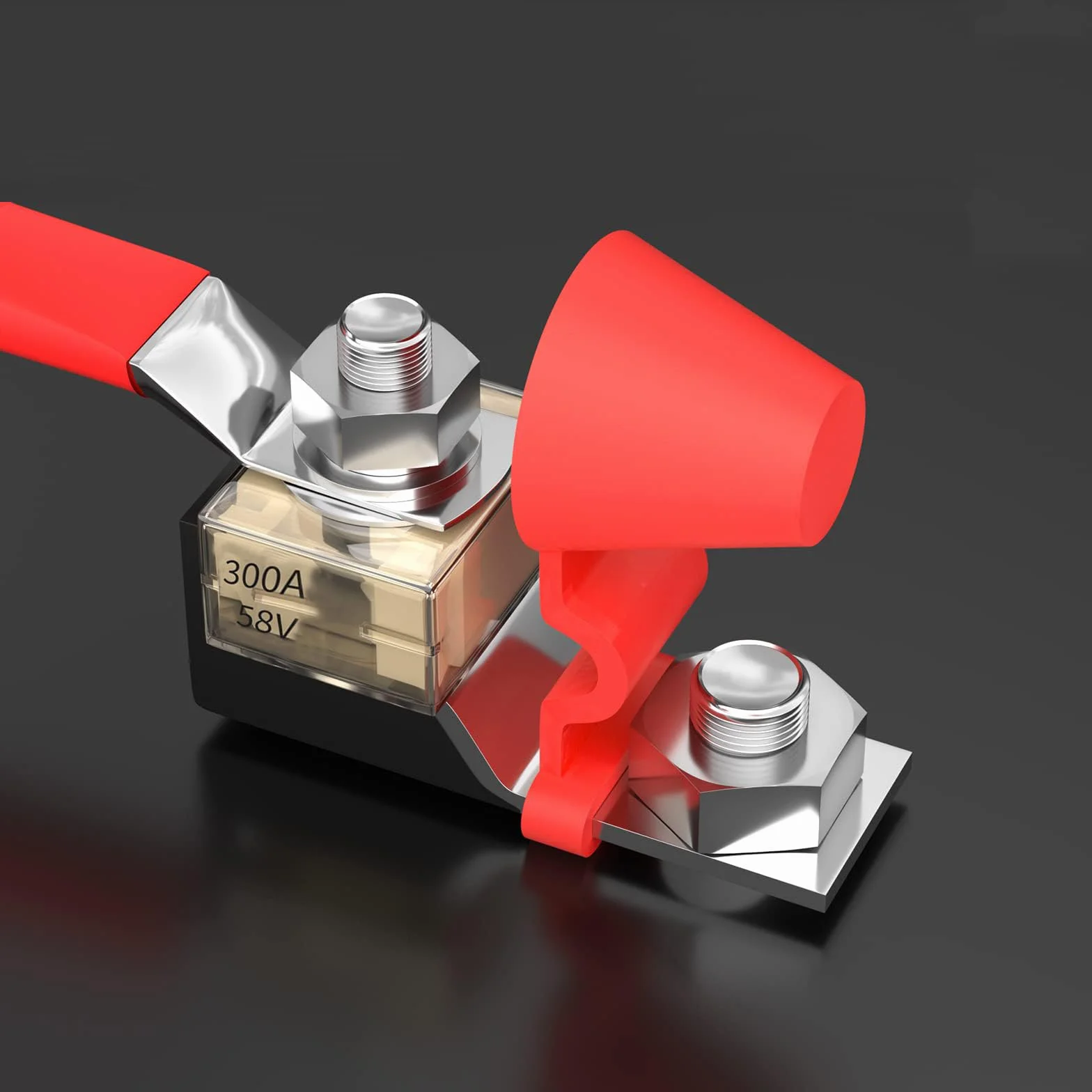 MACHSWON 300 A 58 V Terminal Mount Fuse Block Kit with Single Stud 5/16" (M8) Marine Rated Battery Fuse and Waterproof Cap do samochodów, New Energy Trams, RVs, ciężarówek, łodzi i innych głównych