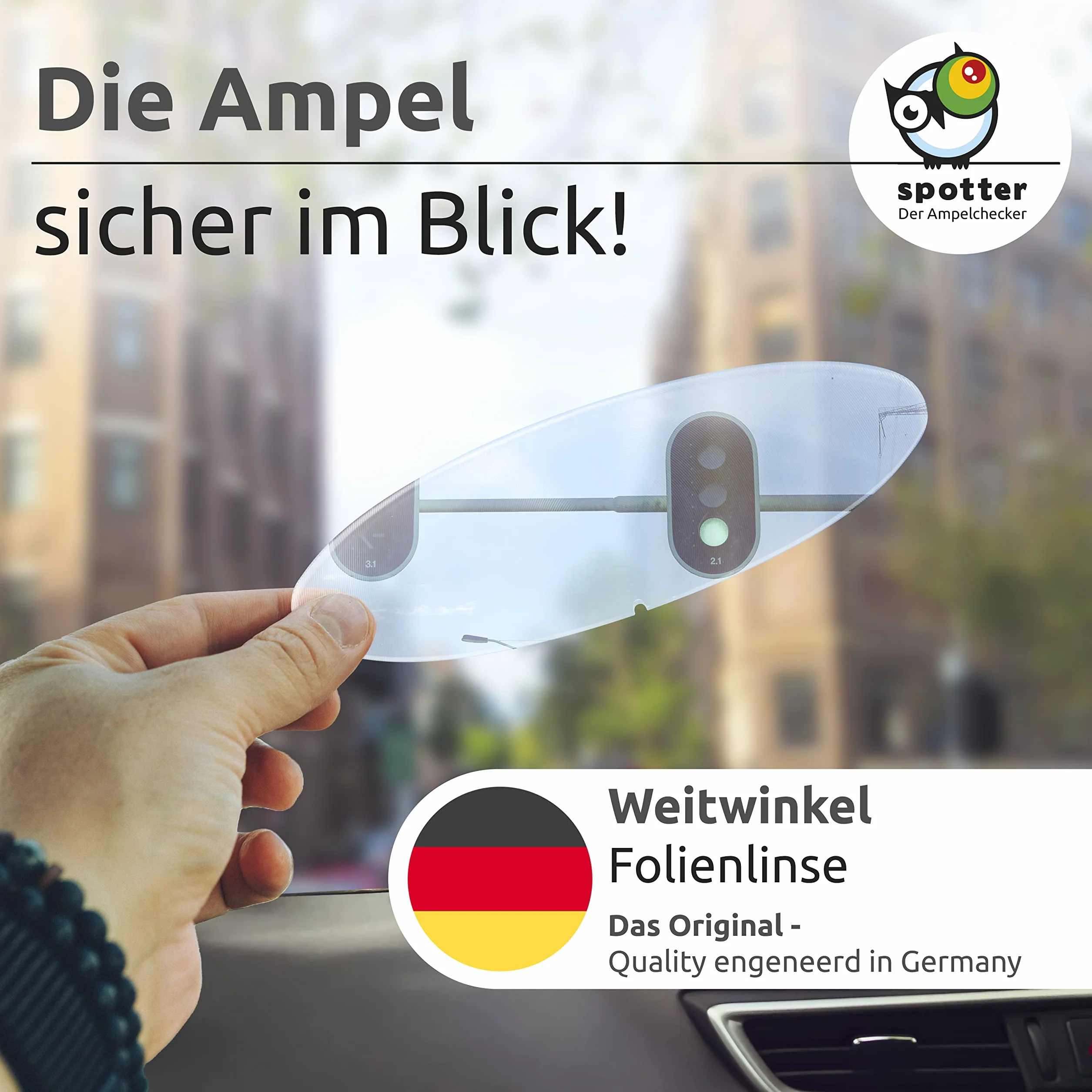 Spotter Ampelchecker Soczewka Fresnela do przedniej szyby, szerokokątna soczewka samoprzylepna, folia Fresnel, dla lepszej widoczności, szerokokątna folia na przednią szybę samochodu, nadaje się do