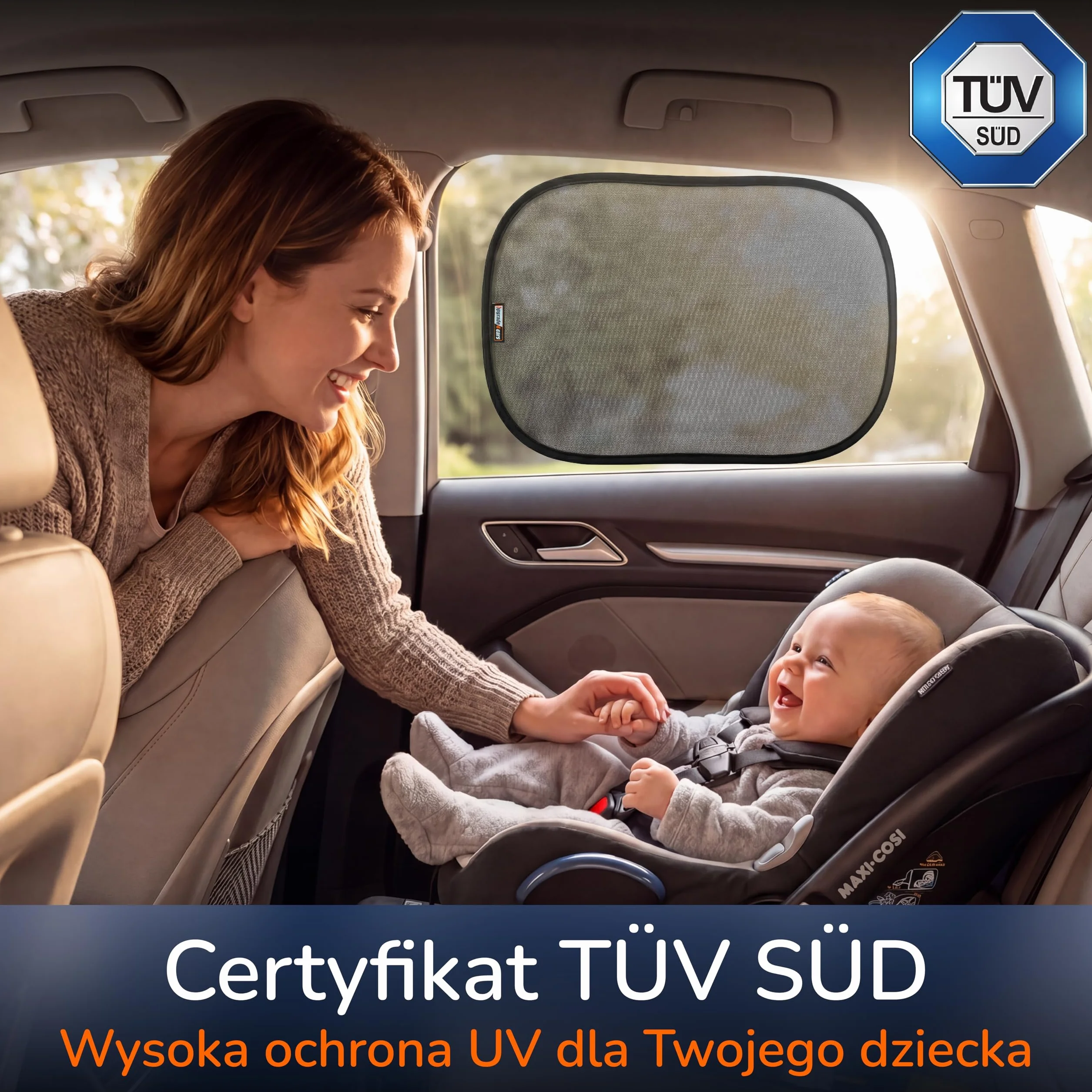 Upgrade4cars 2 x Osłona Przeciwsłoneczna do Samochodu dla Dzieci z Ochroną UV Atestowana TÜV UPF 50+ | Zasłonka Samoprzylepna na Szybę Boczną | Przyciemnienie Szyb Samochodowych