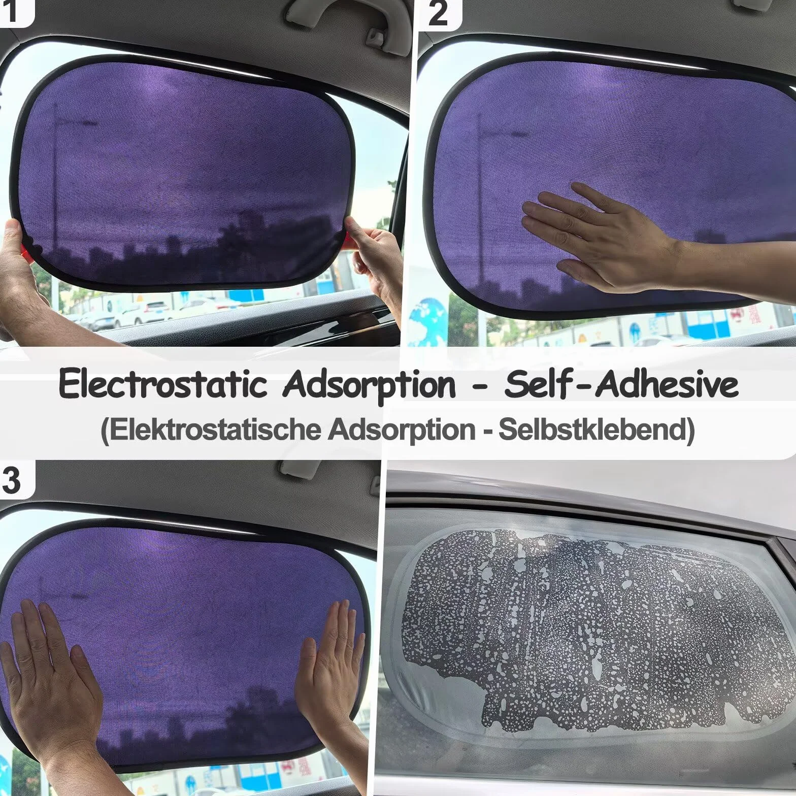 Osłona przeciwsłoneczna samochodu Absorpcja elektrostatyczna boczna szyba przednia dla dzieci ochrona UV 51 × 31 cm uniwersalny rozmiar 2 sztuki