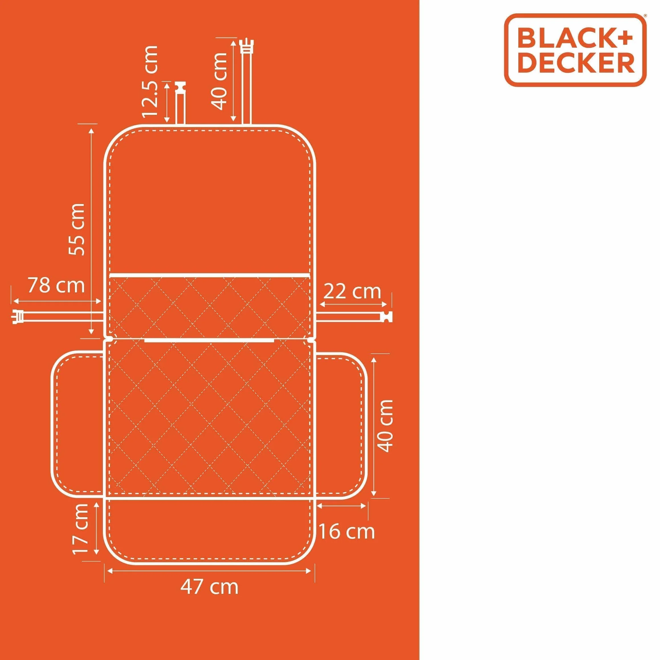 Black+Decker Pokrowiec na fotel samochodowy – uniwersalny – antypoślizgowy spód – odporny na działanie wody – czarny
