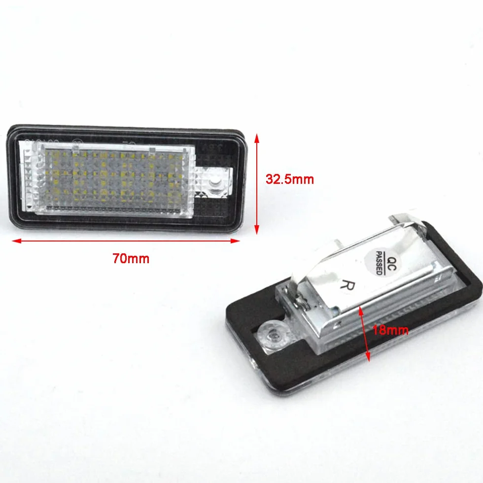 2-częściowe oświetlenie tablicy rejestracyjnej LED, 18 SMD, oświetlenie tablicy rejestracyjnej z tyłu, do Au-di A3 S3 A4 S4 A6 S6 A8 Q7