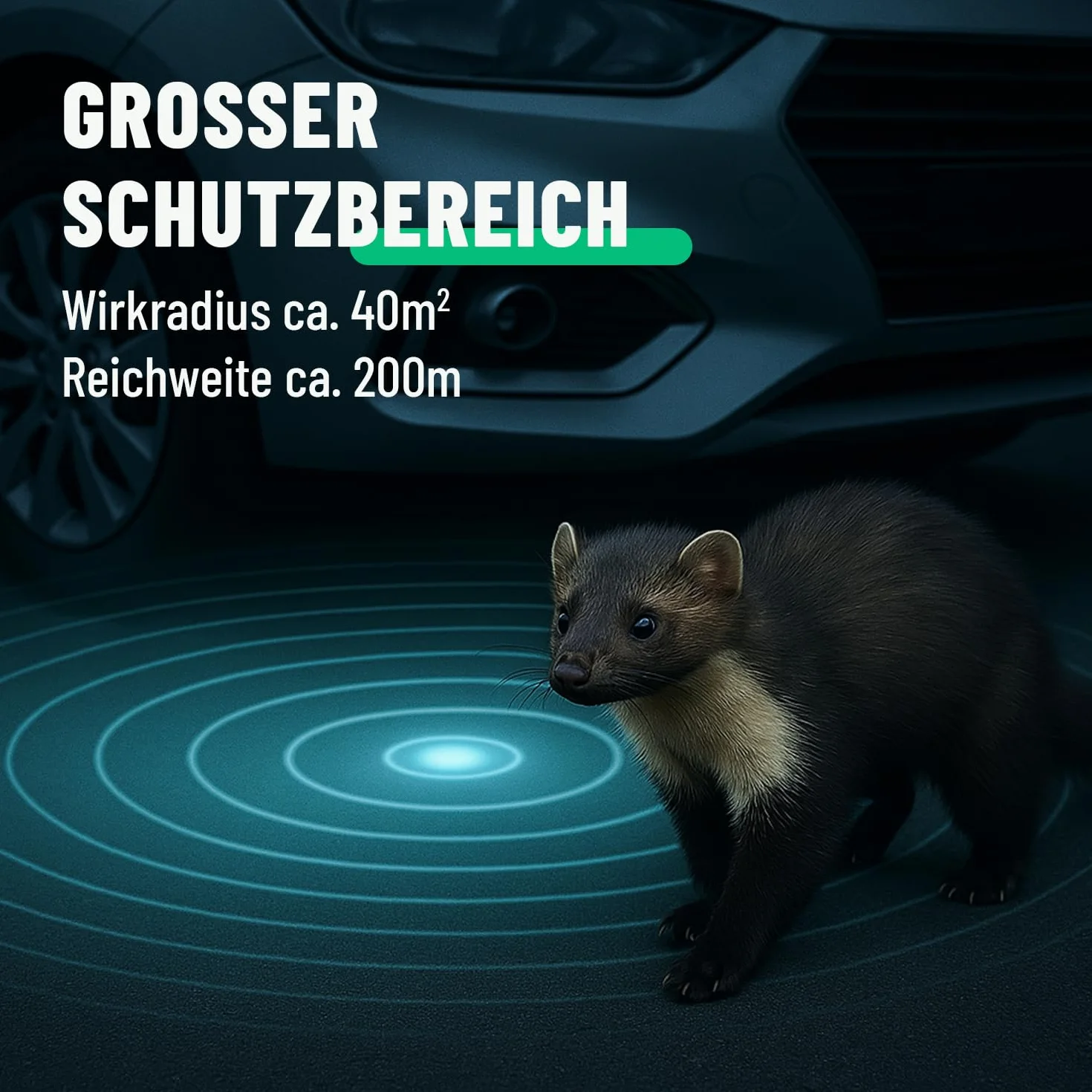 greate 2X Odstraszacz kun do samochodu z 12V złączem akumulatorowym - Odstraszacz kun do silnika - Odstraszanie kun w samochodzie, Ochrona przed kunami w samochodzie, Odstraszanie kun w samochodzie