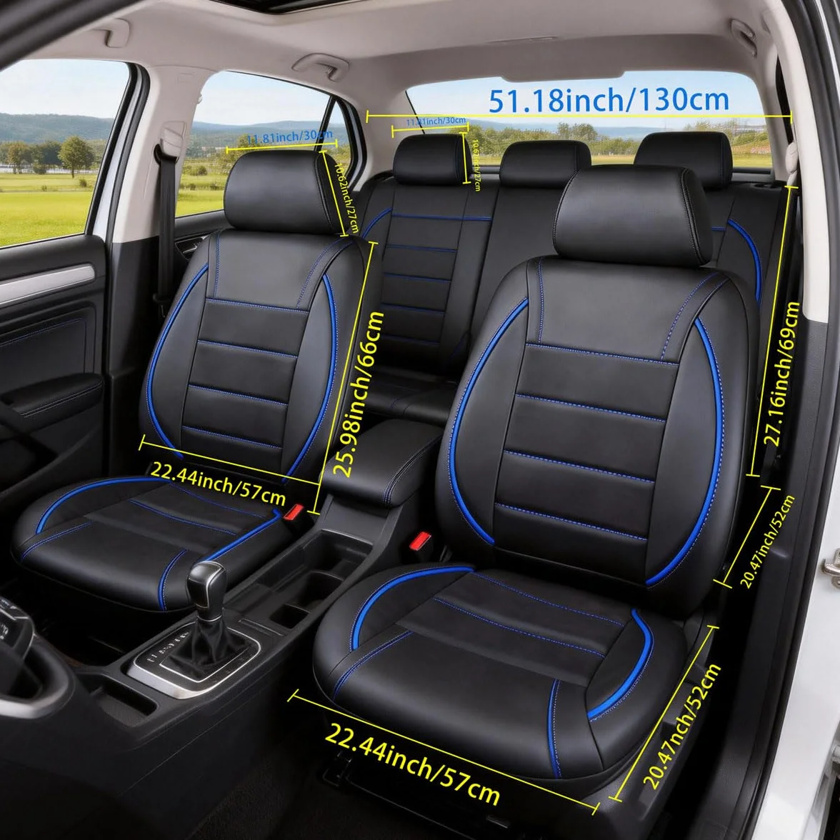 Pokrowce na siedzenia samochodowe do Renault Captur II I/Captur E Tech 2.Gen / 1.Gen 2013-2024 2025 2026, pełny zestaw pokrowców na siedzenia ze skóry PU na przednie i tylne siedzenia, kompatybilne z