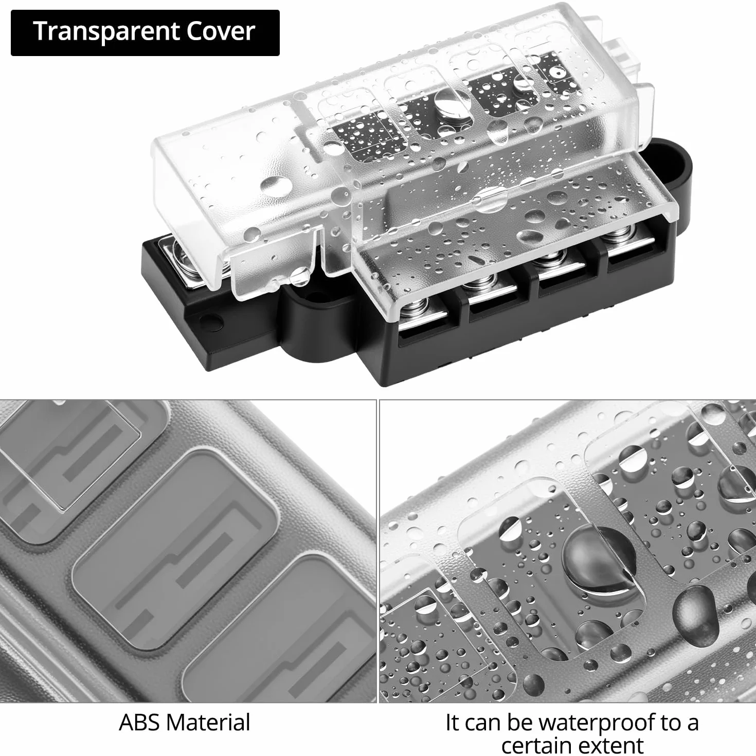 QWORK® 4 bezpieczniki, skrzynka bezpiecznikowa 12 V z 4 bezpiecznikami i śrubami, do samochodu, łodzi, ciężarówki i kampera