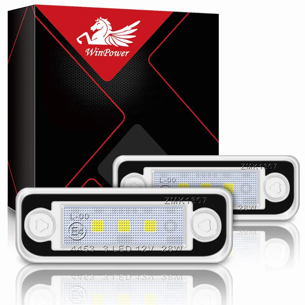 WinPower LED Oświetlenie tablicy rejestracyjnej 3 SMD Oświetlenie tablicy rejestracyjnej Led 6000K Xenon Biały z Canbus Error Free Kompatybilny z Benz Mercedes W203 5D W211 R171 W219,2 sztuk