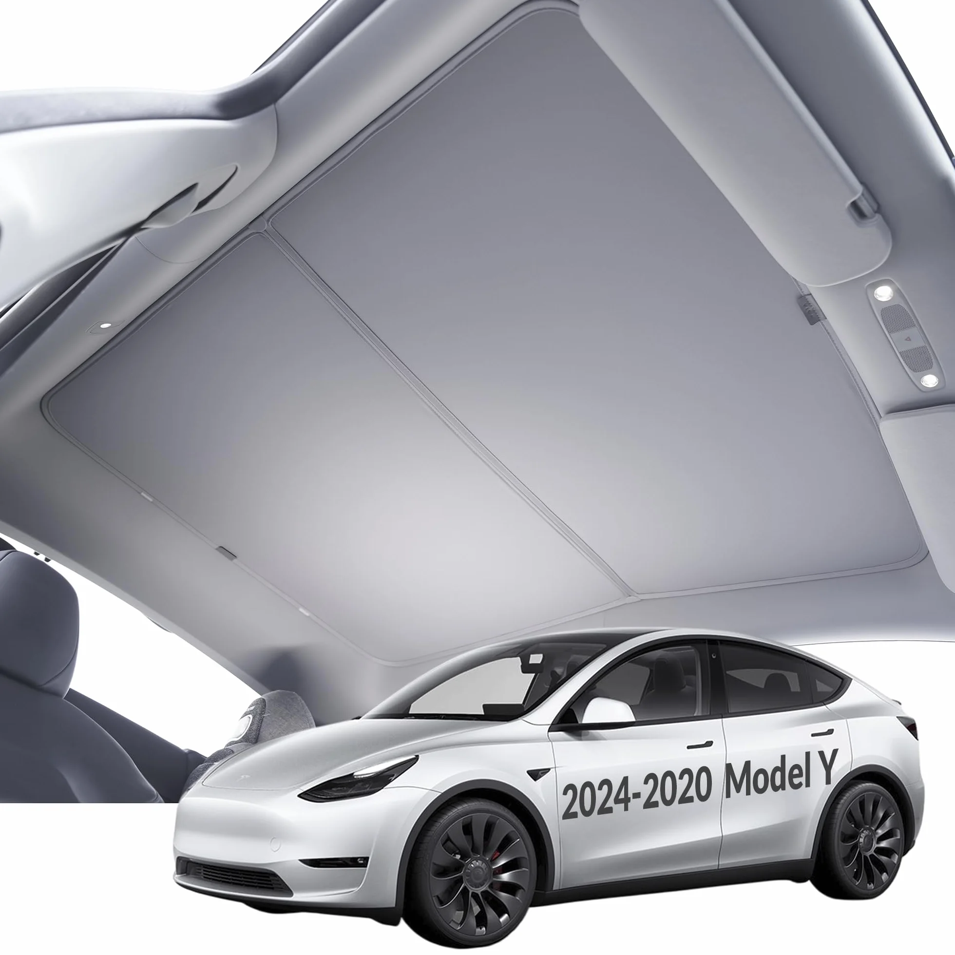 VION Tesla 2020–2024 Model Y osłony przeciwsłoneczne na dach – precyzyjne dopasowanie, bez zwisania, pełne zaciemnienie