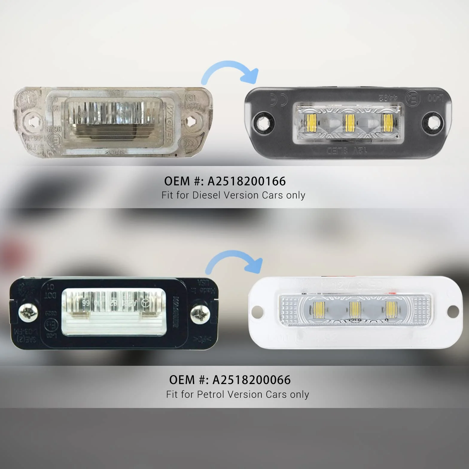 Oświetlenie tablicy rejestracyjnej LED, lampa tylna, kompatybilna z M-ercedes B-enz ML W164 GL X164 R W251, tylko silnik wysokoprężny, biały ksenonowy, magistrala Can-Bus, oświetlenie tablicy