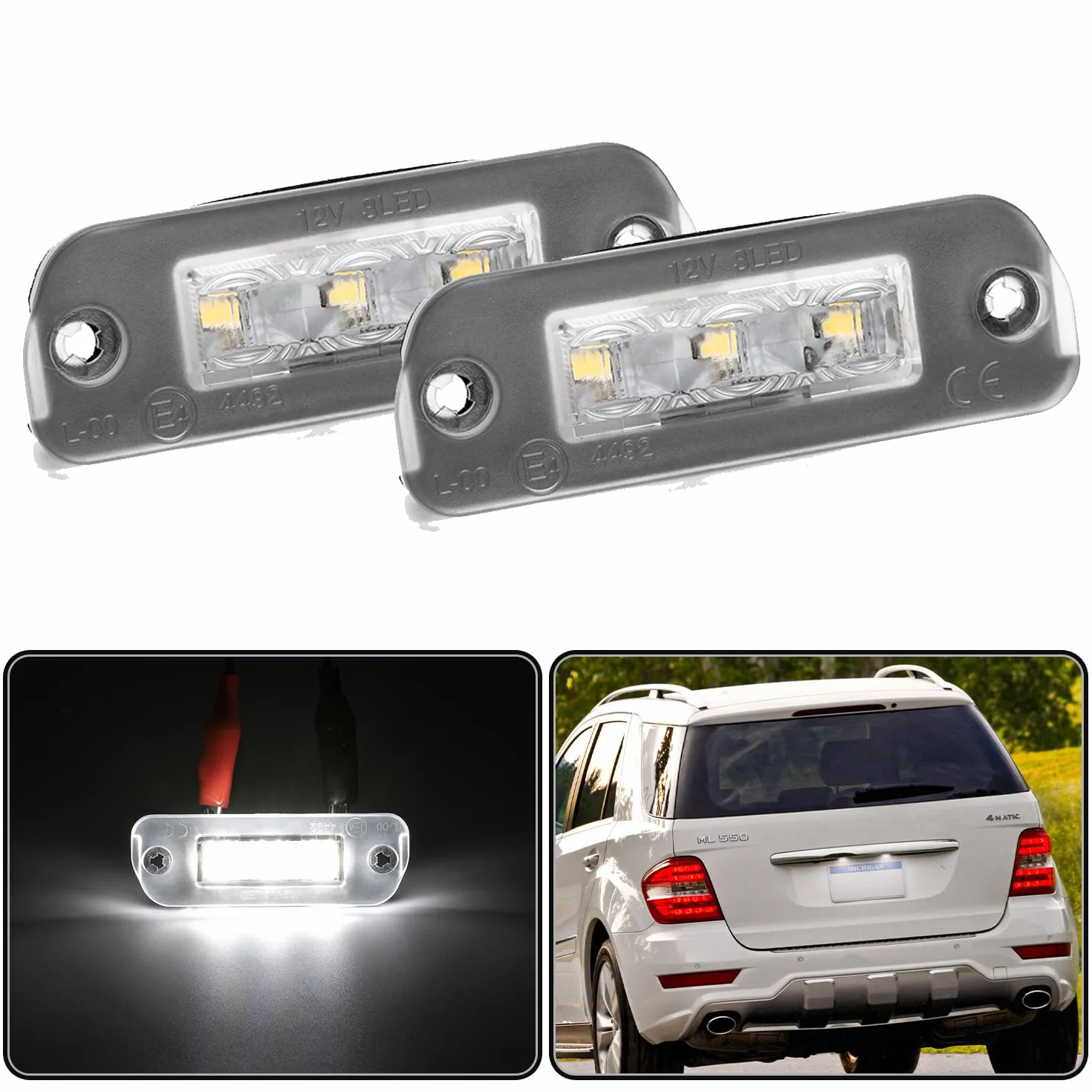 Oświetlenie tablicy rejestracyjnej LED, lampa tylna, kompatybilna z M-ercedes B-enz ML W164 GL X164 R W251, tylko silnik wysokoprężny, biały ksenonowy, magistrala Can-Bus, oświetlenie tablicy