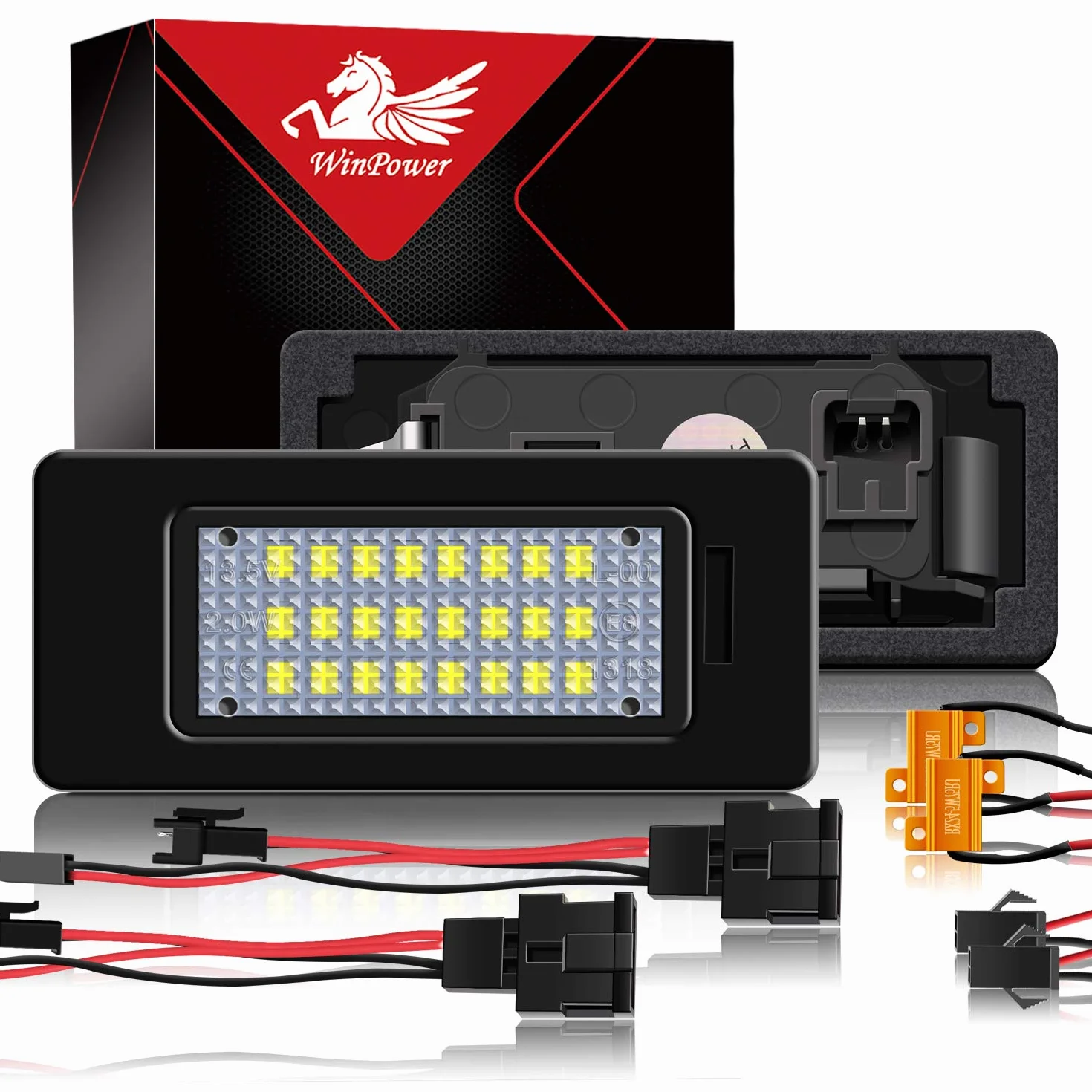 WinPower LED Oświetlenie Tablicy Rejestracyjnej Bezbłędne Lampy Biały 6000K Kompatybilne z A1/S1/A3/S3/A4/S4/A5/S5/A6/S6/A7/S7/Q3/Q5/Q7/TT/TTS/TTRS itp. 2 Sztuki