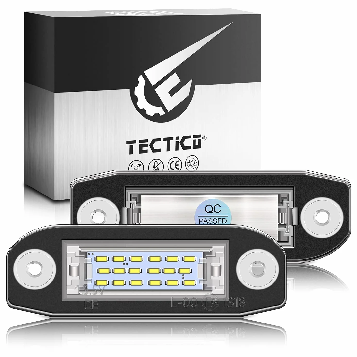 TECTICO Żarówki LED do tylnej tablicy rejestracyjnej SMD Błyszcząco białe światła rejestracyjne Canbus Kompatybilne z Volvo C30 C70 S40 S60 S80 V50 V60 V70 XC60 XC70 XC90, 2 żarówki