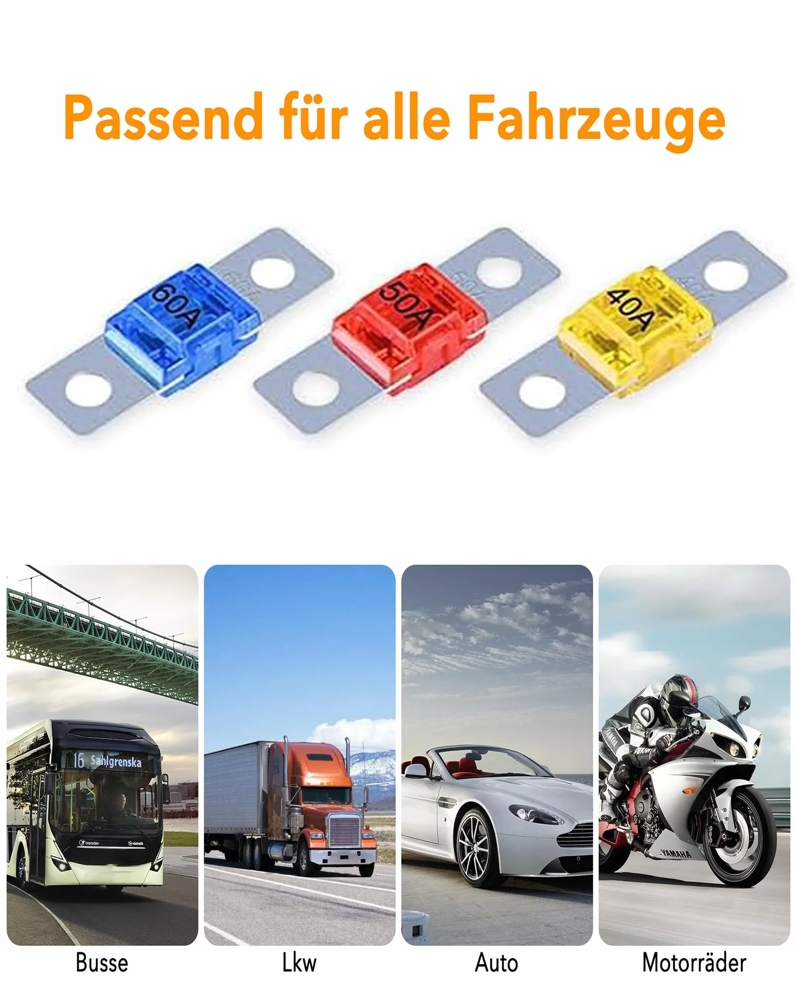 6 sztuk samochodowych uchwytów bezpiecznikowych Midi: samochodowy uchwyt bezpiecznikowy z 40 A 50 A 60 A Mega bezpiecznik ANS bezpiecznik wysokiego prądu do samochodów osobowych, ciężarowych, pojazdów