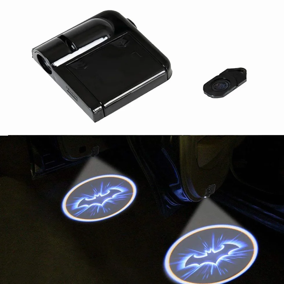 Projektor samochodowy LED, 4 sztuki światła powitalnego z logo czaszki do drzwi samochodowych, wzór światła cienia, uniwersalne bezprzewodowe magnetyczne światło z logo cienia z czujnikiem do drzwi