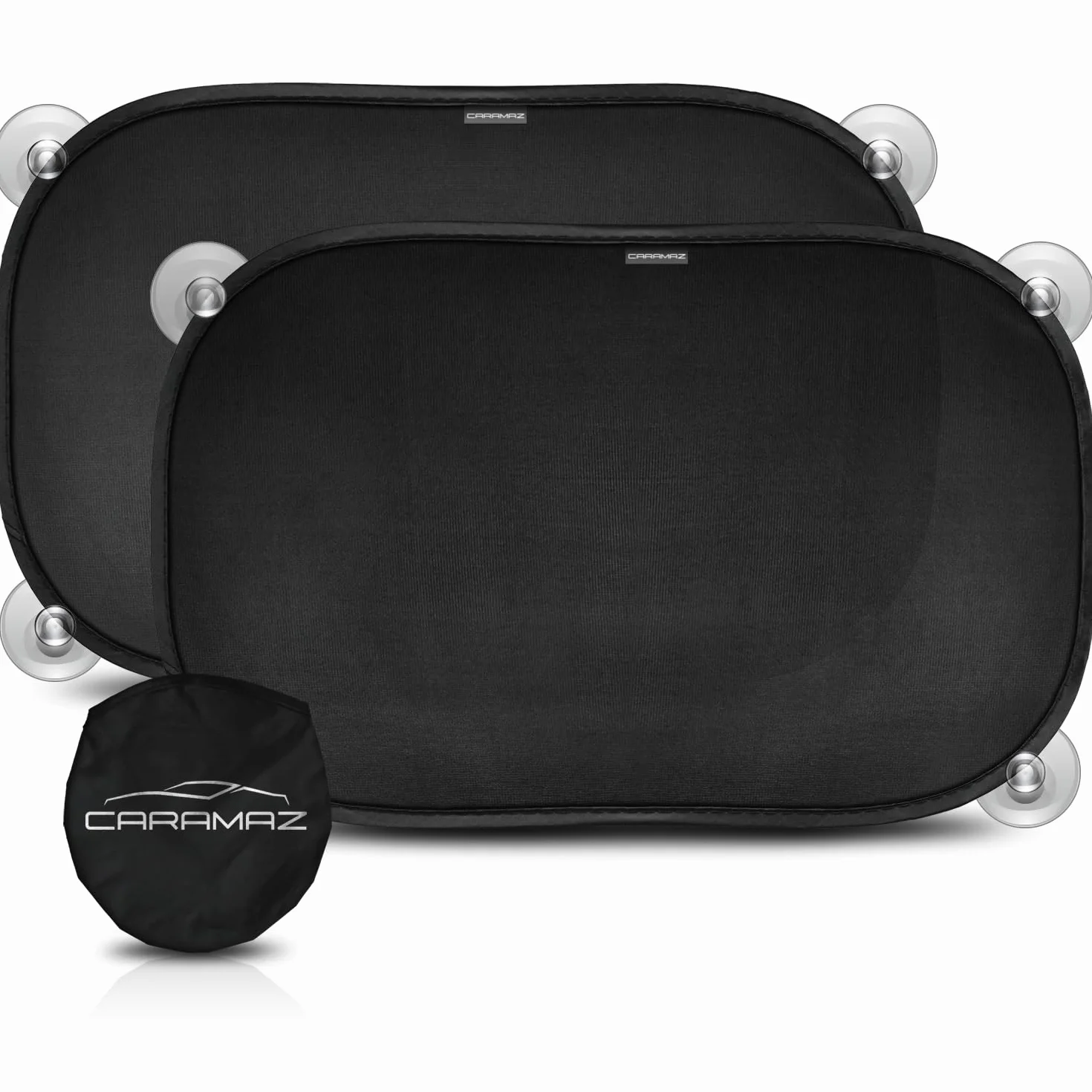 CARAMAZ Ochrona przed słońcem z ochroną przed promieniowaniem UV, certyfikat Reach, Opti-Dark - GSM100+ z przyssawką - zaciemnienie 51 x 31 cm, 2 sztuki