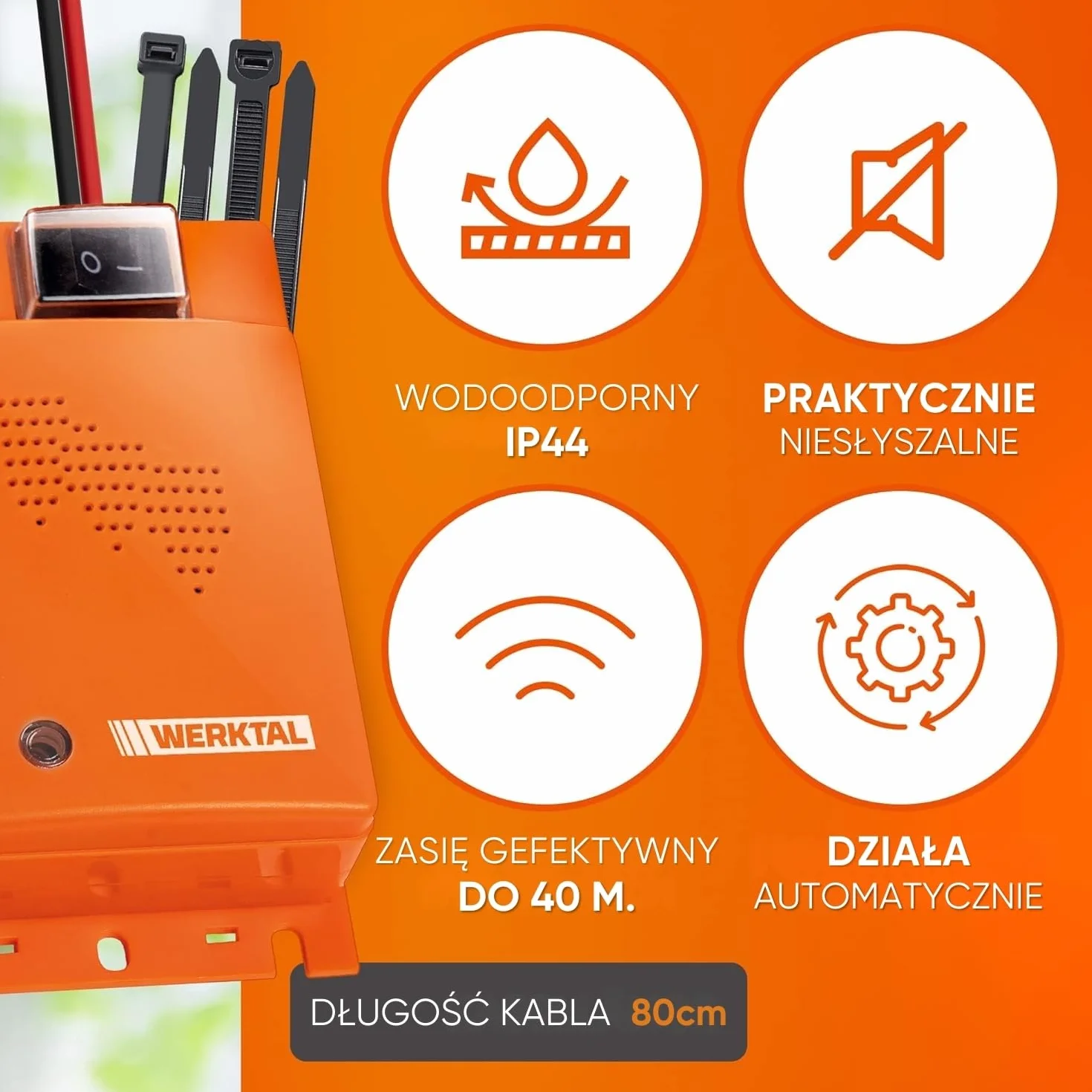 WERKTAL Samochodowy odstraszacz kun, ochrona przed kunami z ultradźwiękami i lampą błyskową (akumulatory samochodowe), automatyczny, trwała ochrona przed kunami w komorze silnikowej