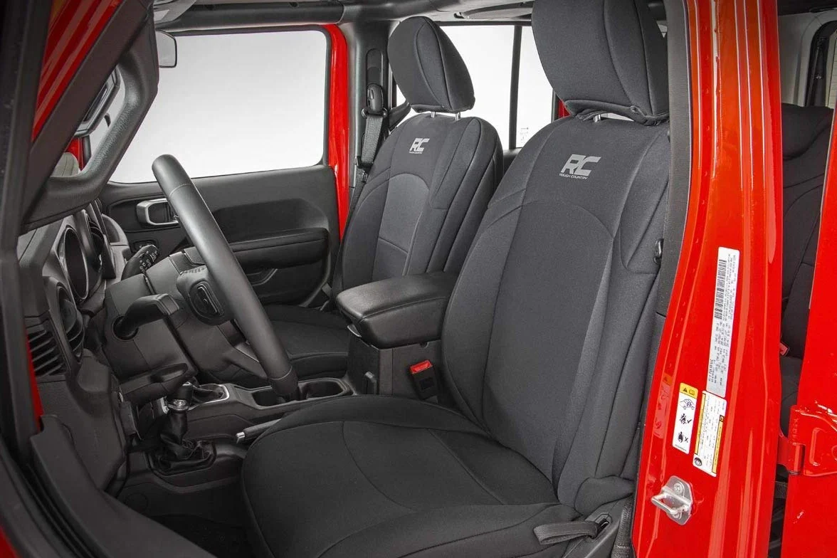 Rough Country Neoprenowe pokrowce na siedzenia (pasujące) 2018-2020 Jeep Wrangler JL 4DR 1./2. rząd | wodoodporne | 91010