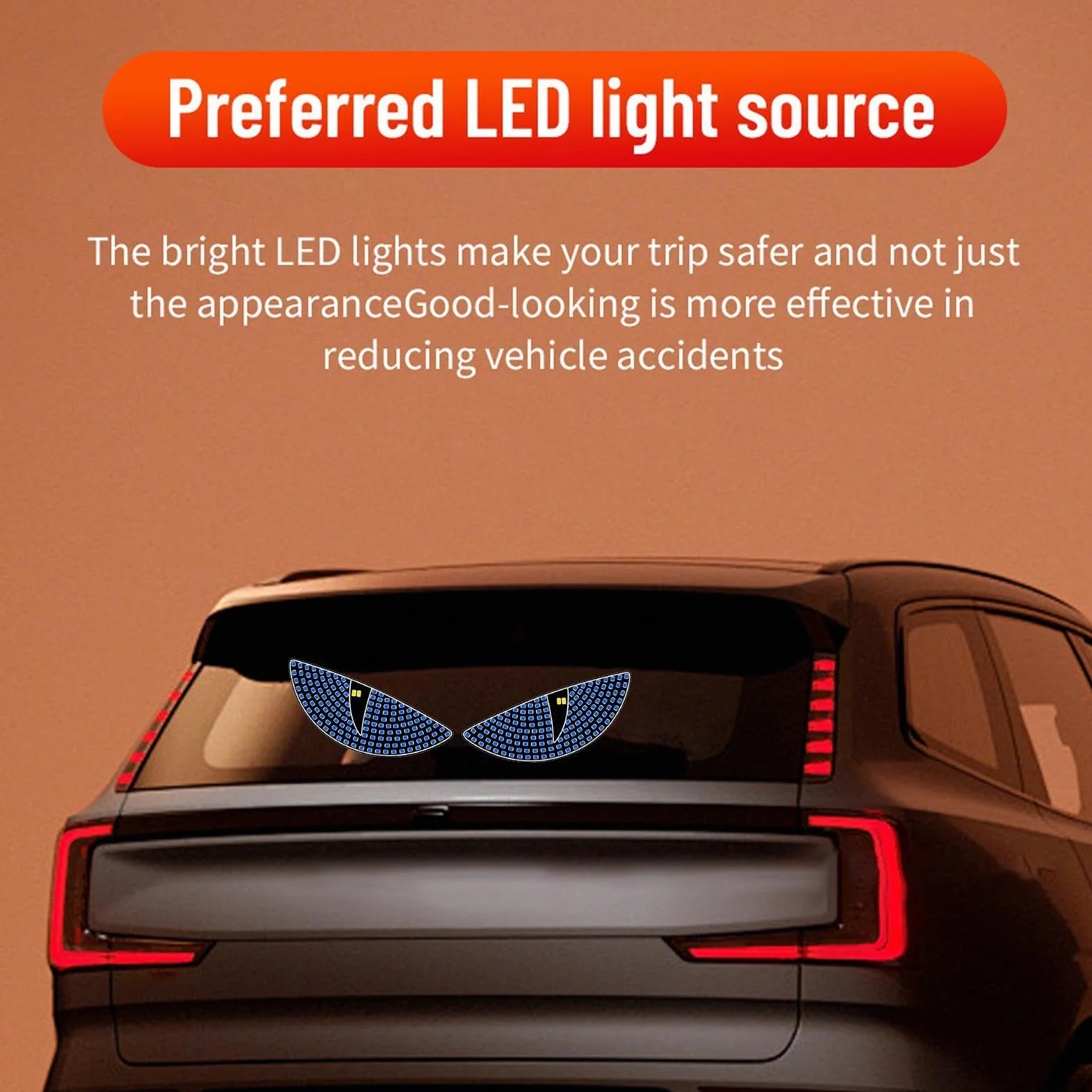 Devil Eyes Light for Windshield, Dynamic Demon Eye Lamp, LED Lights for Car Windshield, Car Warning Lights, Truck Eyes Car Decoration, USB Plug-In Demon Lights, Cool Car Accessories, Windshield Eyes
