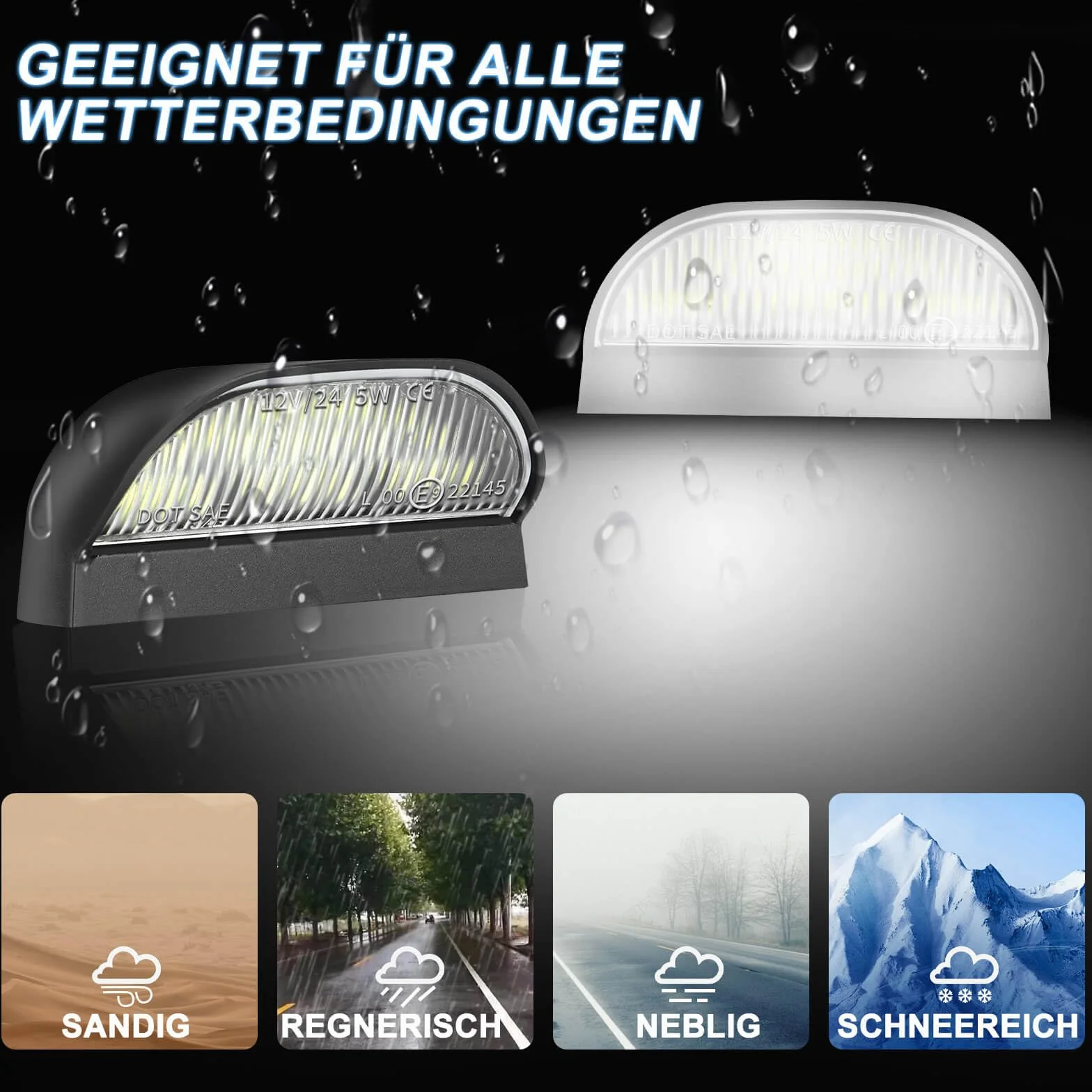 2 Stück LED Kennzeichenbeleuchtung 12V 24V Anhänger PKW LKW StVO-Zulassung