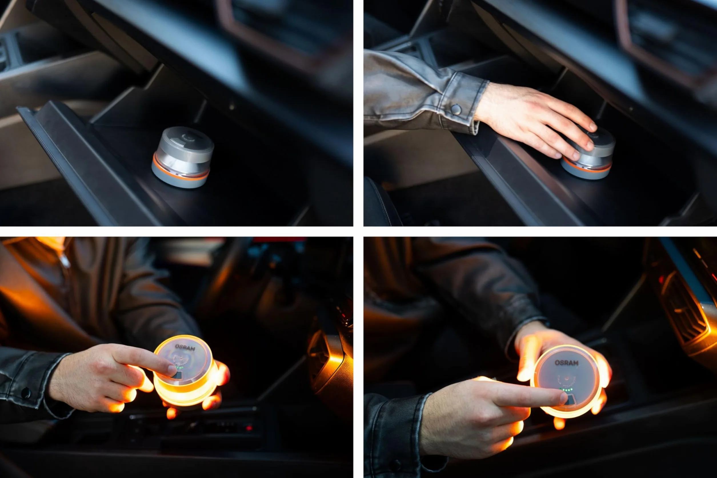 OSRAM LEDguardian ROAD FLARE Signal V16 IoT, certyfikowana lampa ostrzegawcza LED DGT 3.0, obowiązkowe stosowanie w Hiszpanii, 1900K, lokalizacja w czasie rzeczywistym